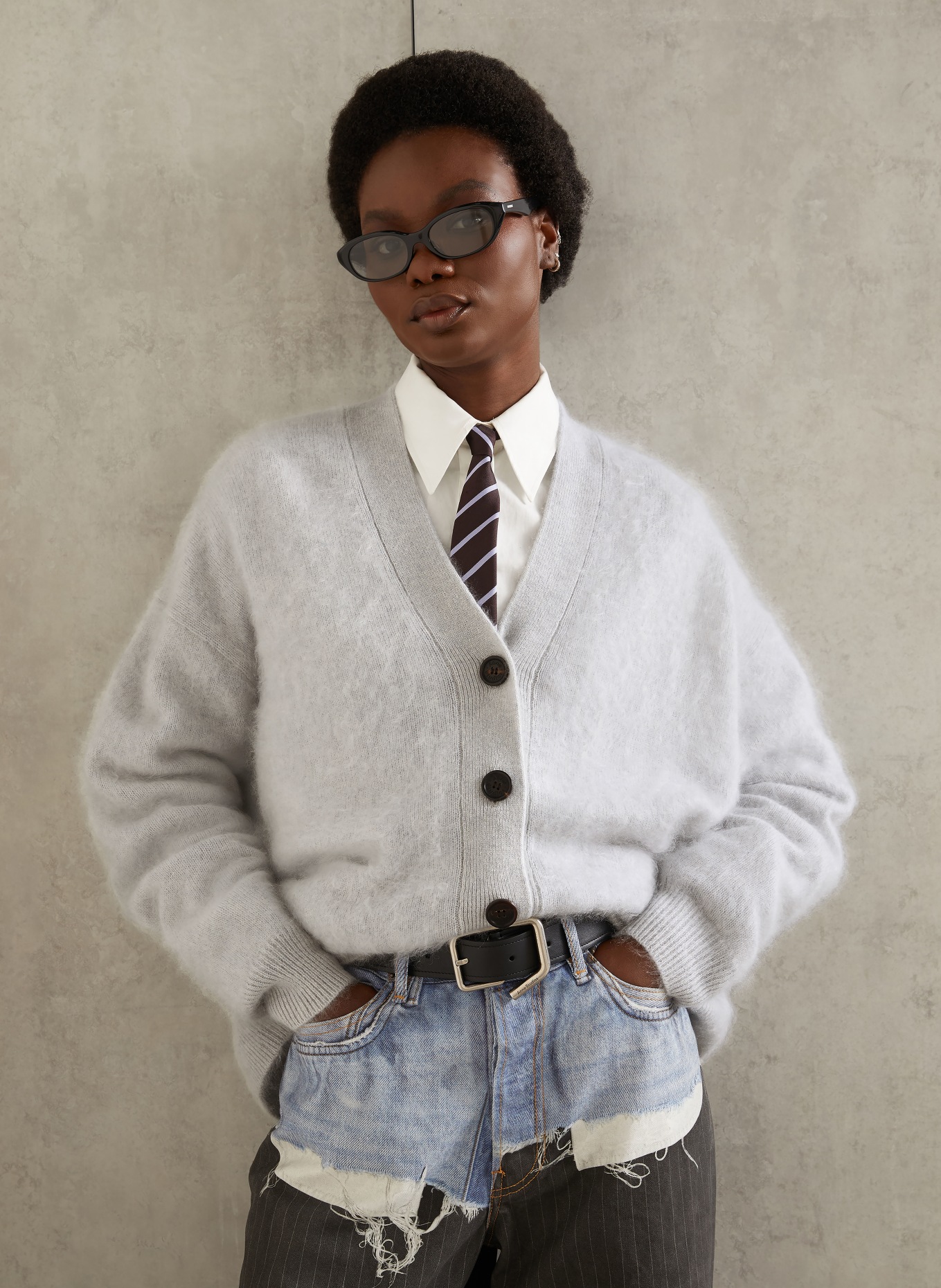 Acne Studios Cashmere cardigan: LIGHT GRAY