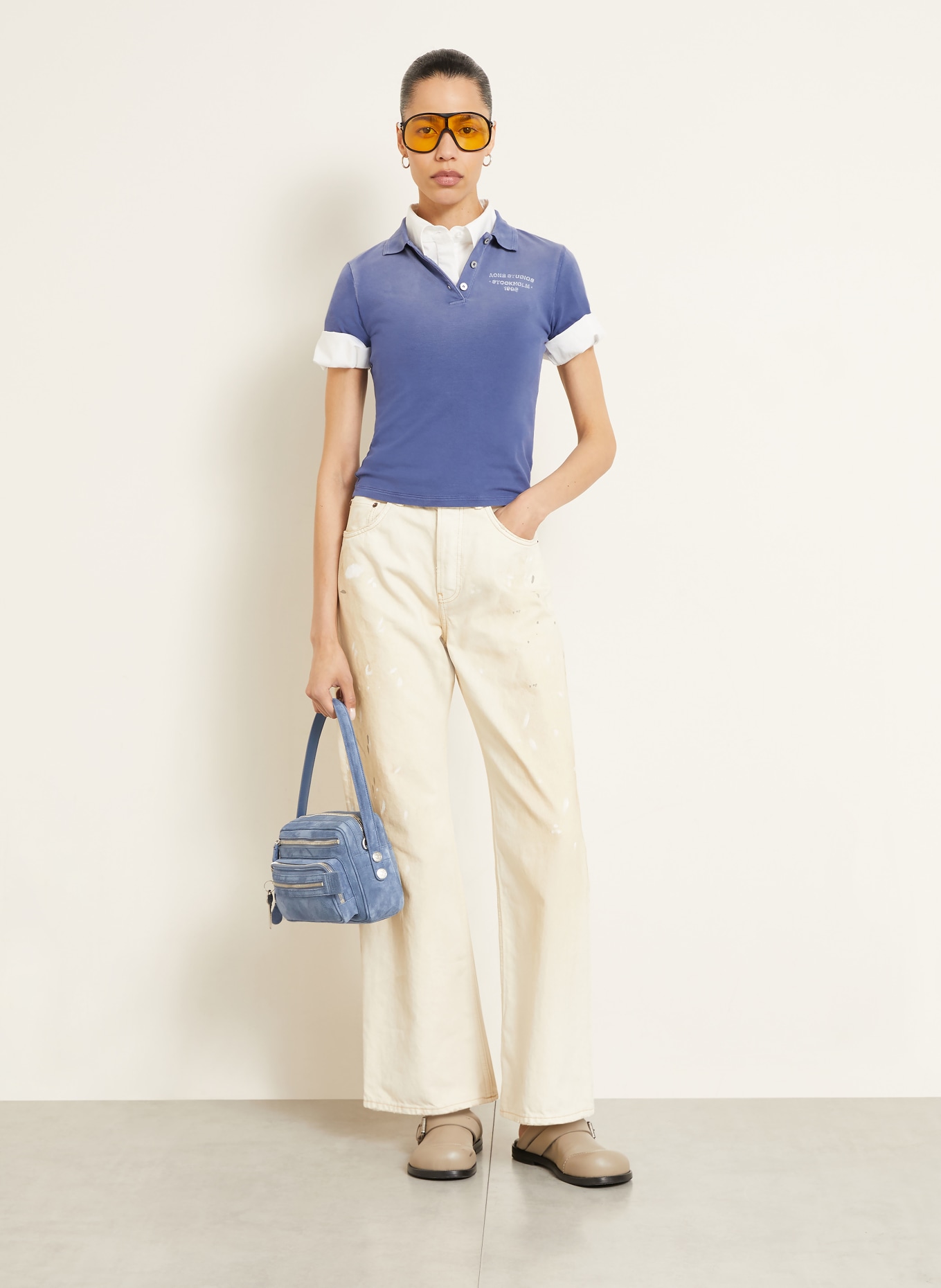 Acne Studios Polo en piqué: BLEU
