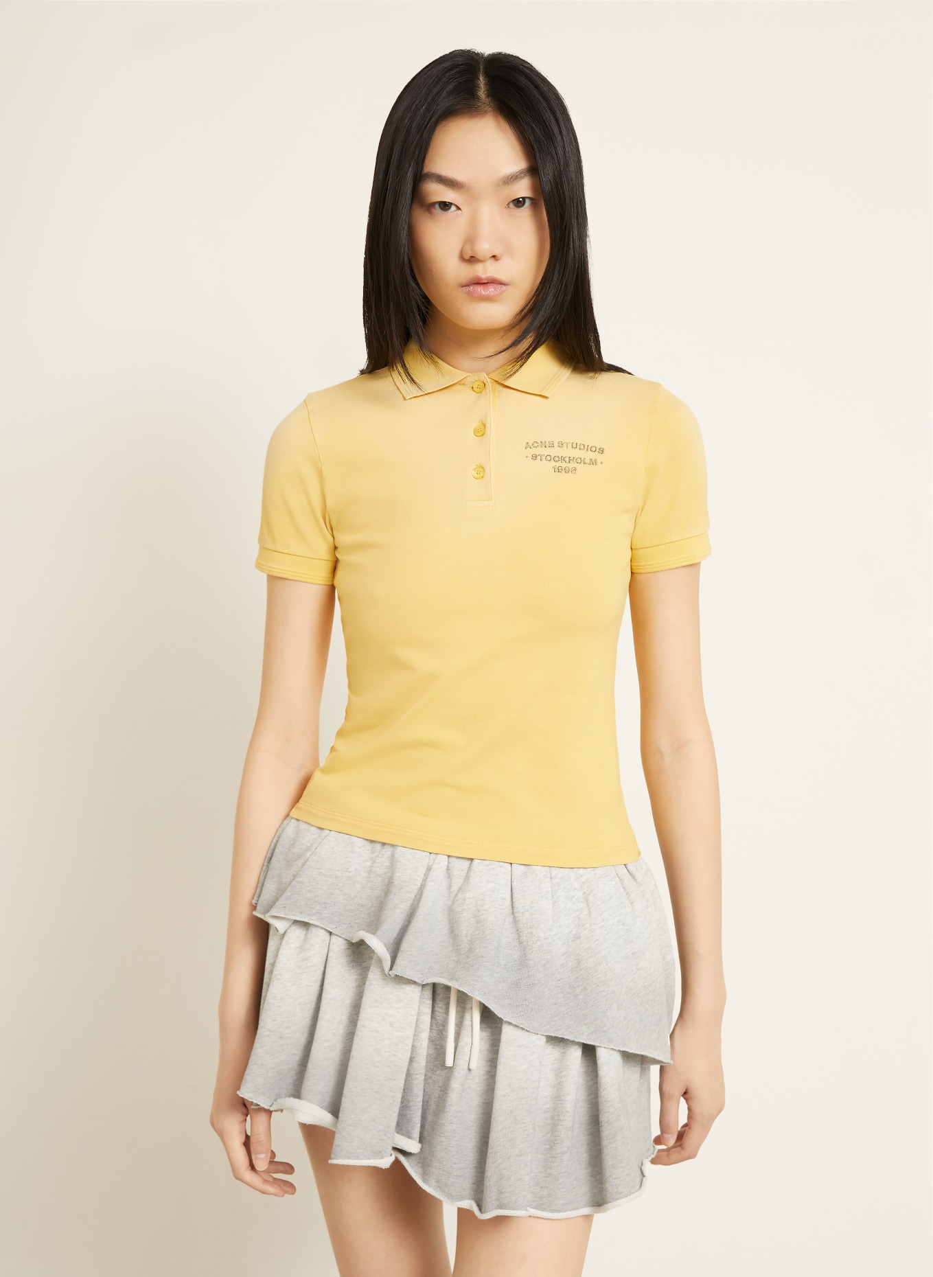 Acne Studios Piqué-Poloshirt: GELB