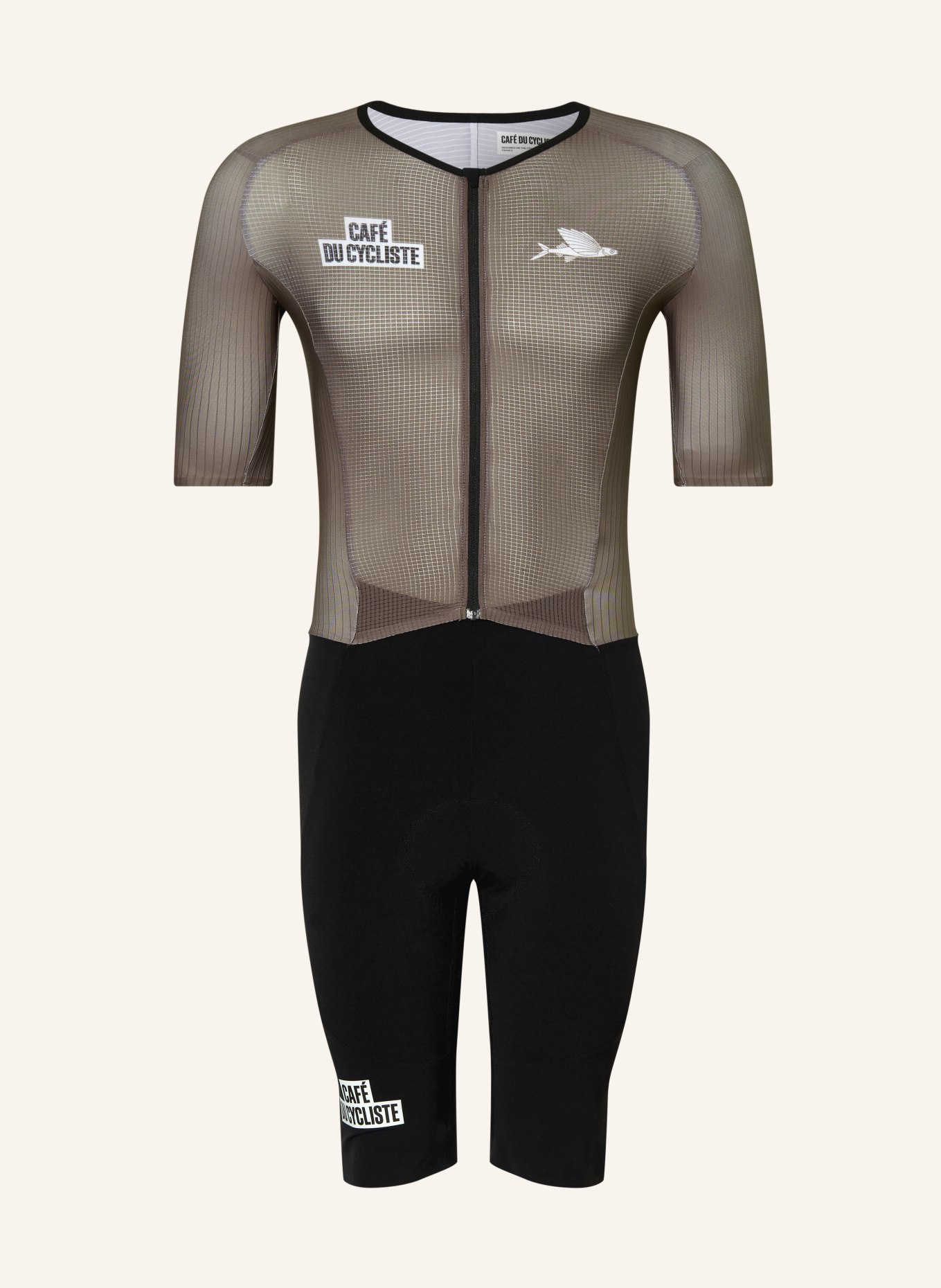 CAFÉ DU CYCLISTE Speedsuit CERISE med vadderad insats: KHAKI / SVART