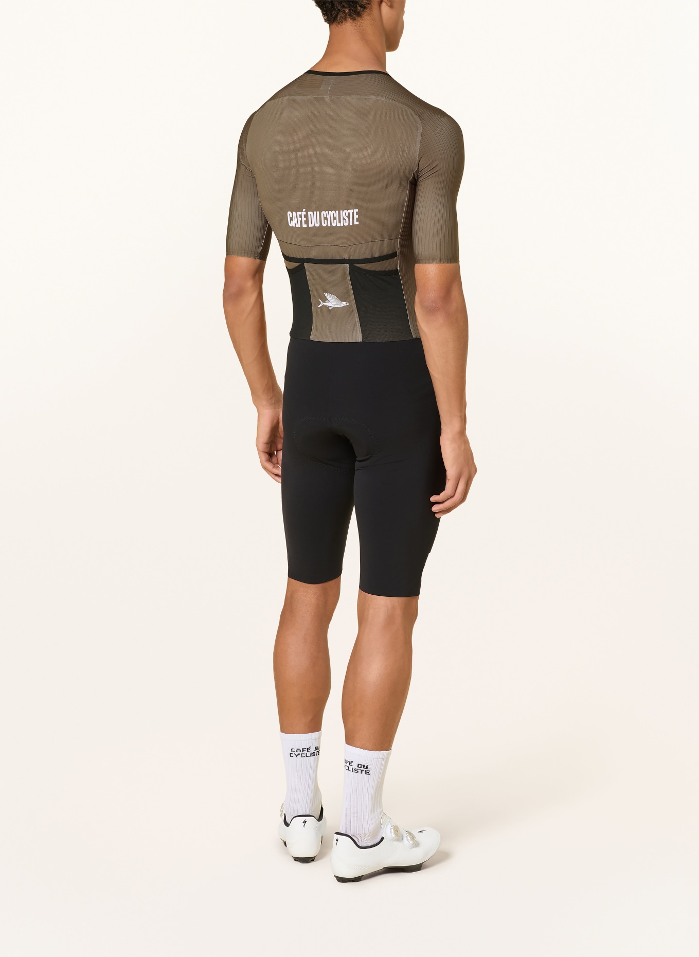 CAFÉ DU CYCLISTE Speedsuit CERISE med vadderad insats: KHAKI / SVART