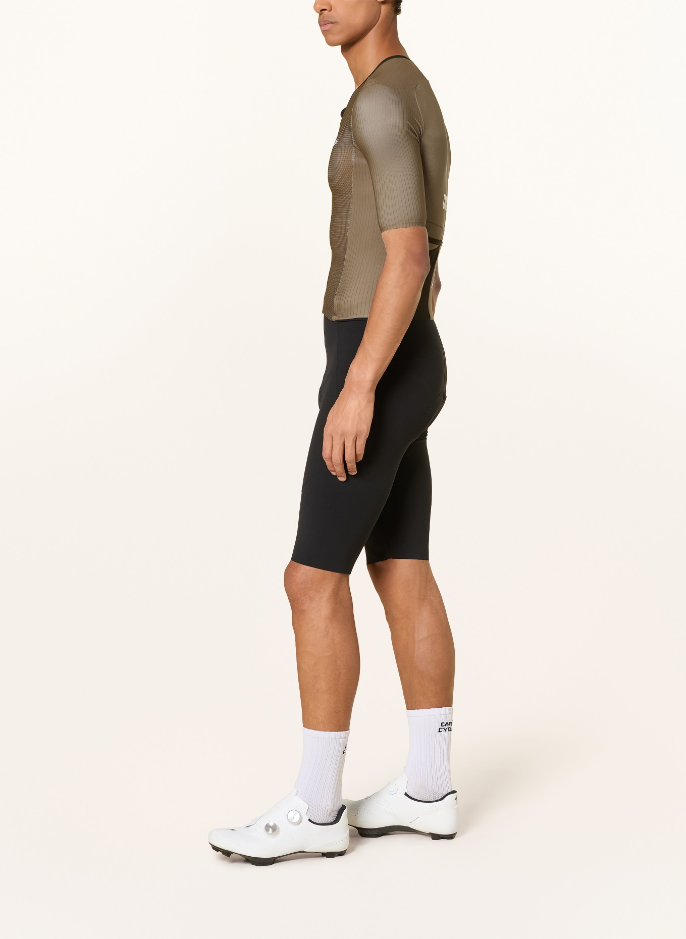 CAFÉ DU CYCLISTE Speedsuit CERISE med vadderad insats: KHAKI / SVART