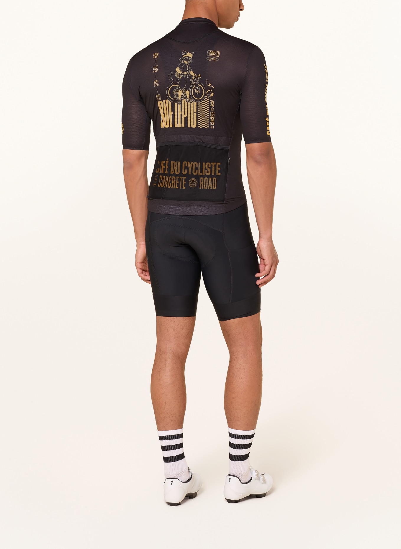 CAFÉ DU CYCLISTE Fietsshirt PARIS: ZWART / DONKERGEEL