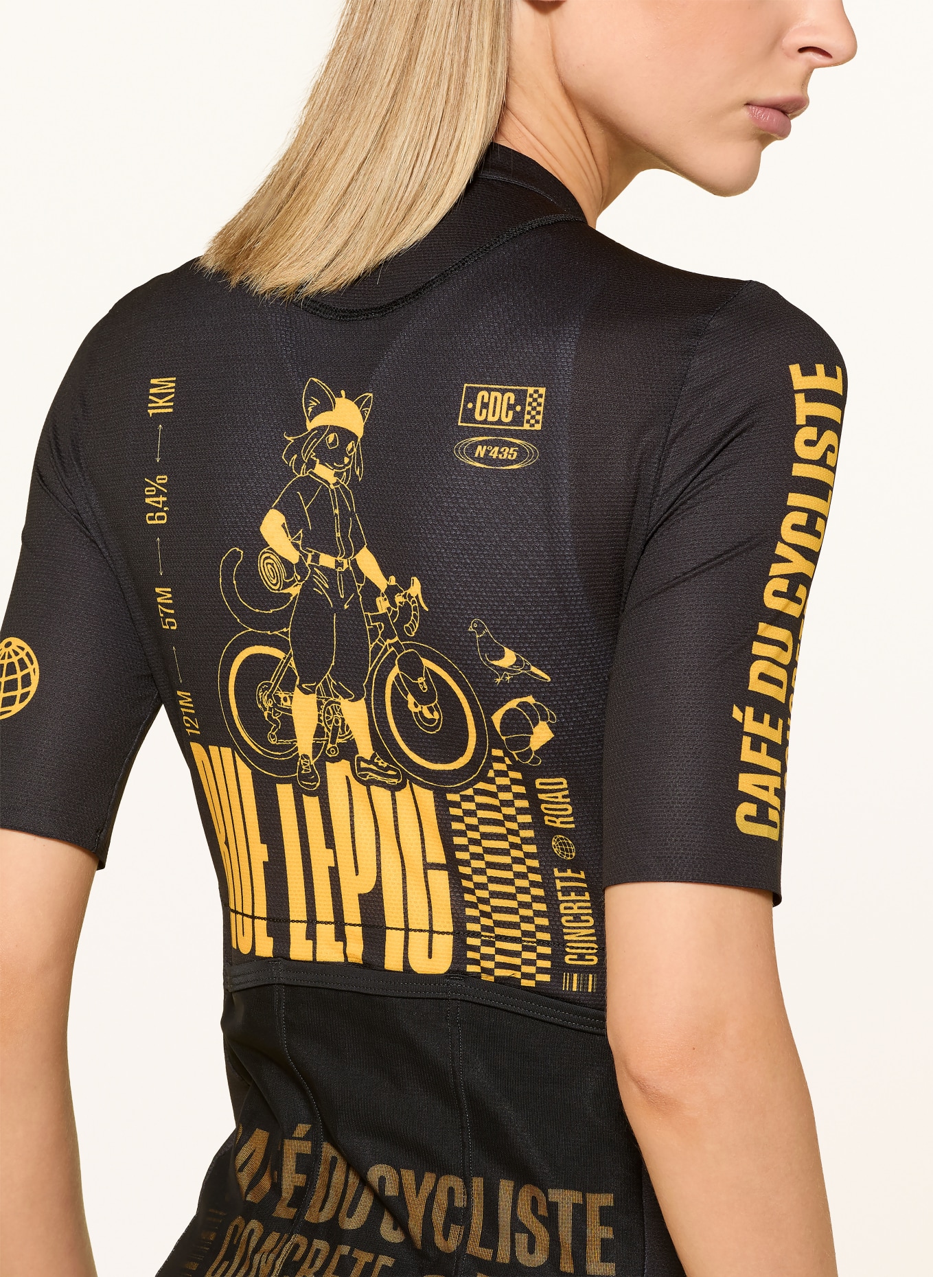 CAFÉ DU CYCLISTE Fietsshirt PARIS: ZWART / GEEL