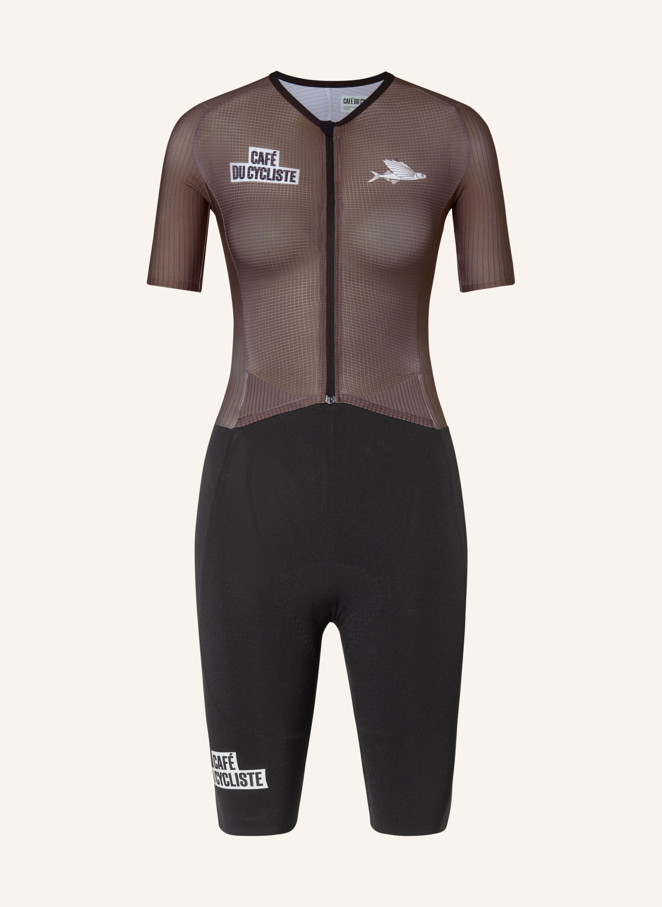 CAFÉ DU CYCLISTE Speedsuit CERISE met gewatteerd inzetstuk: OLIJF / ZWART