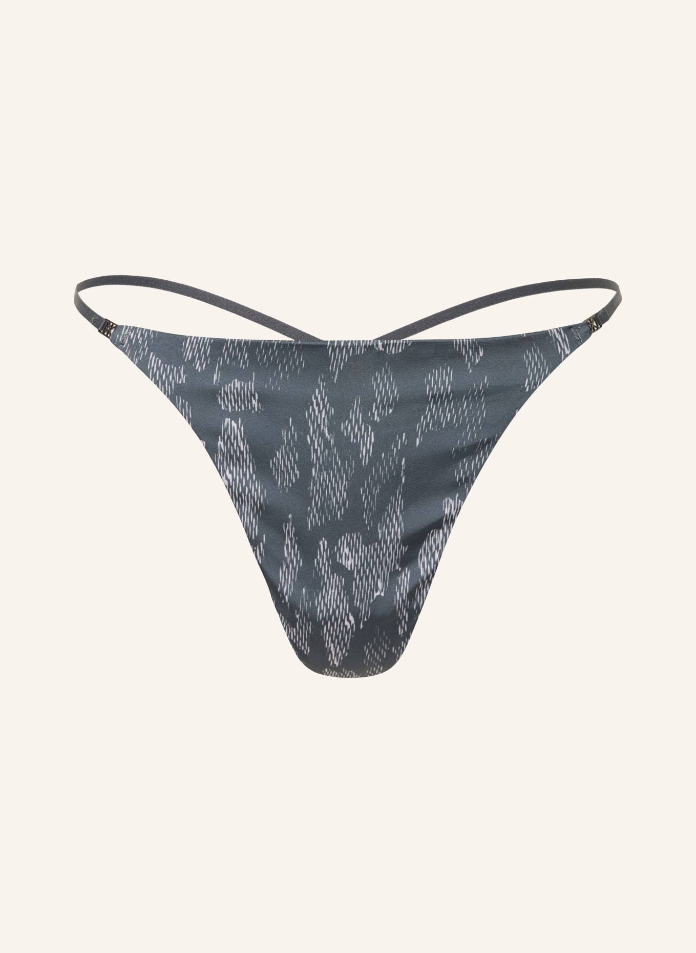 Calvin Klein String SIGNATURE SATIN: GRAU / ECRU