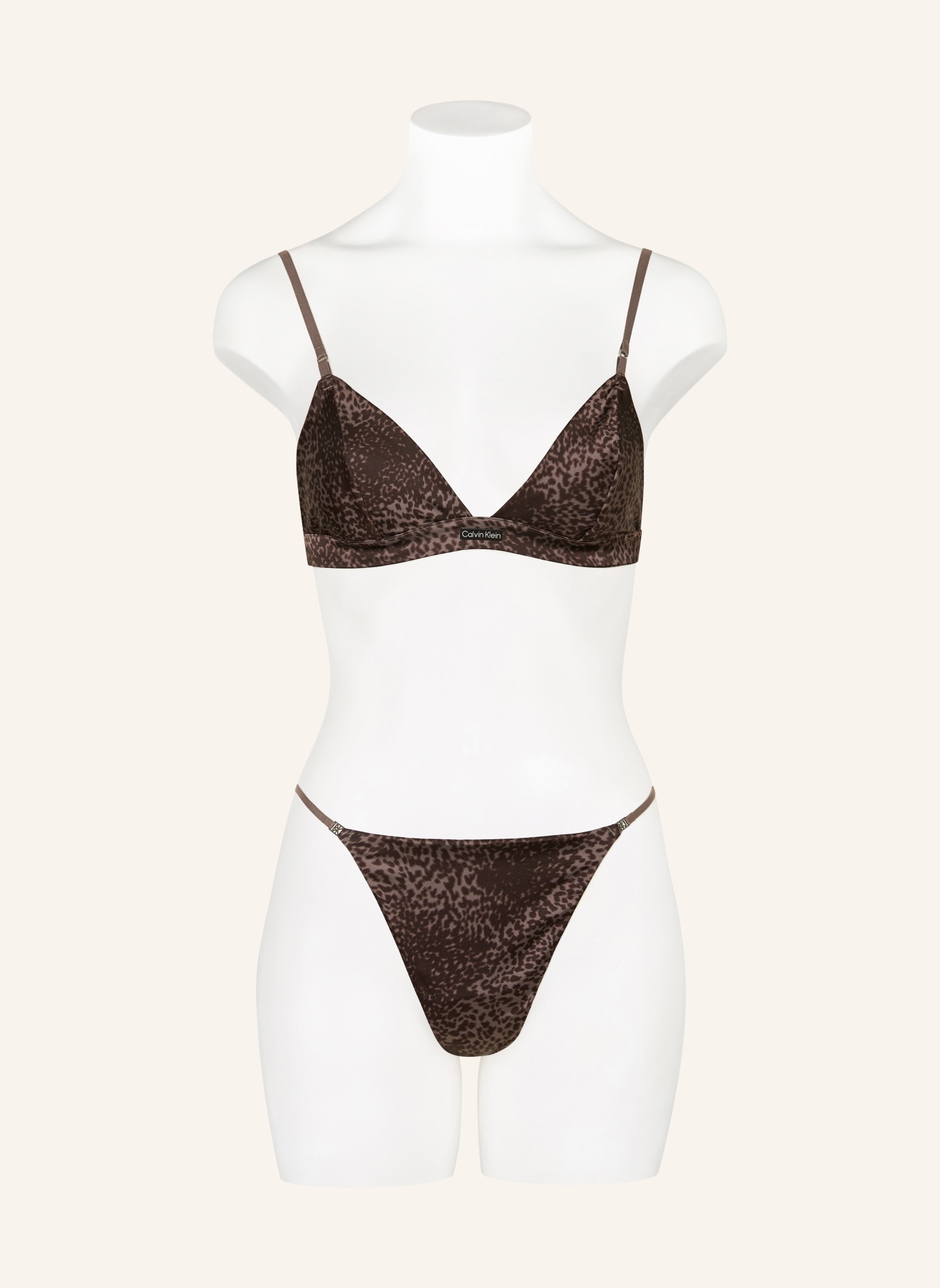 Calvin Klein Slip SIGNATURE SATIN en satin: MARRON / NOIR