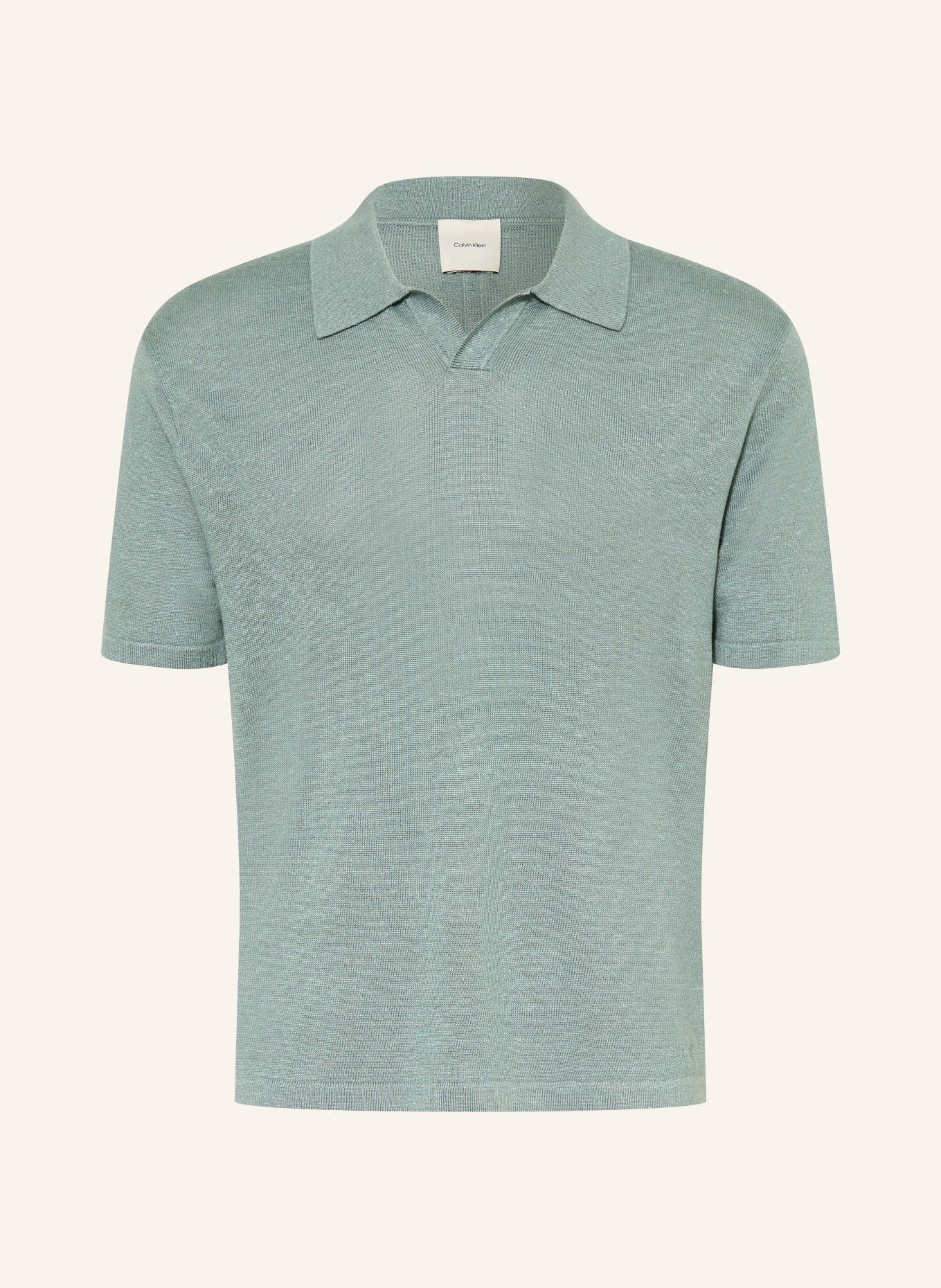 Calvin Klein Sweter polo z lnu: PETROL