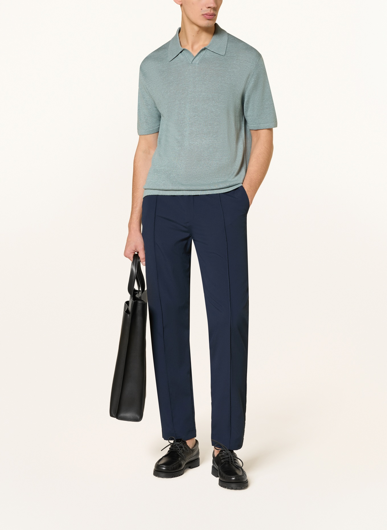 Calvin Klein Sweter polo z lnu: PETROL