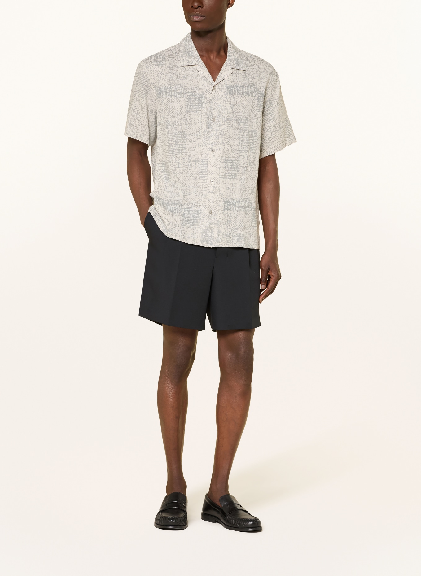 Calvin Klein Resorthemd Easy Fit mit Leinen: GRAU / ECRU