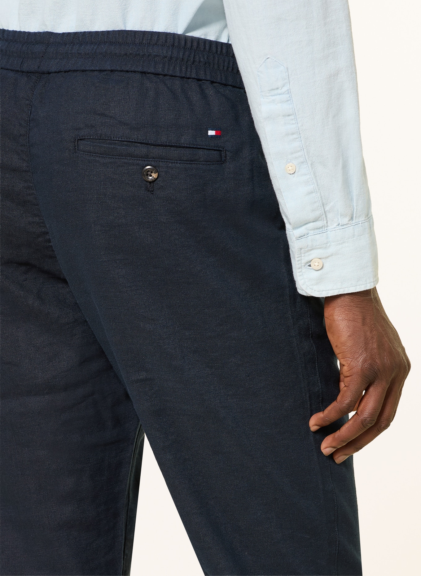 TOMMY HILFIGER Leinenhose HARLEM Regular Tapered Fit: DUNKELBLAU