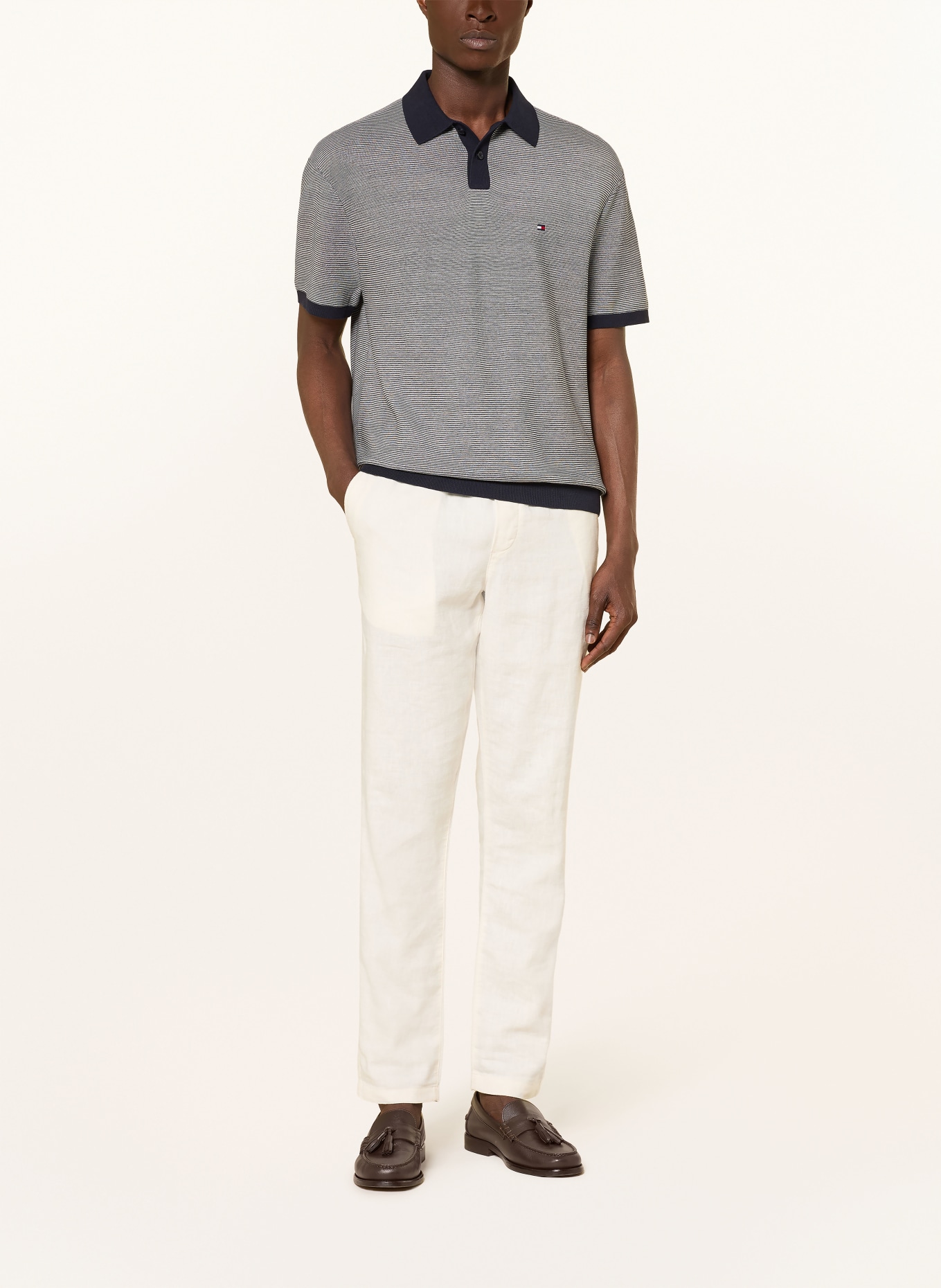 TOMMY HILFIGER piqué polo shirt: DARK BLUE / WHITE