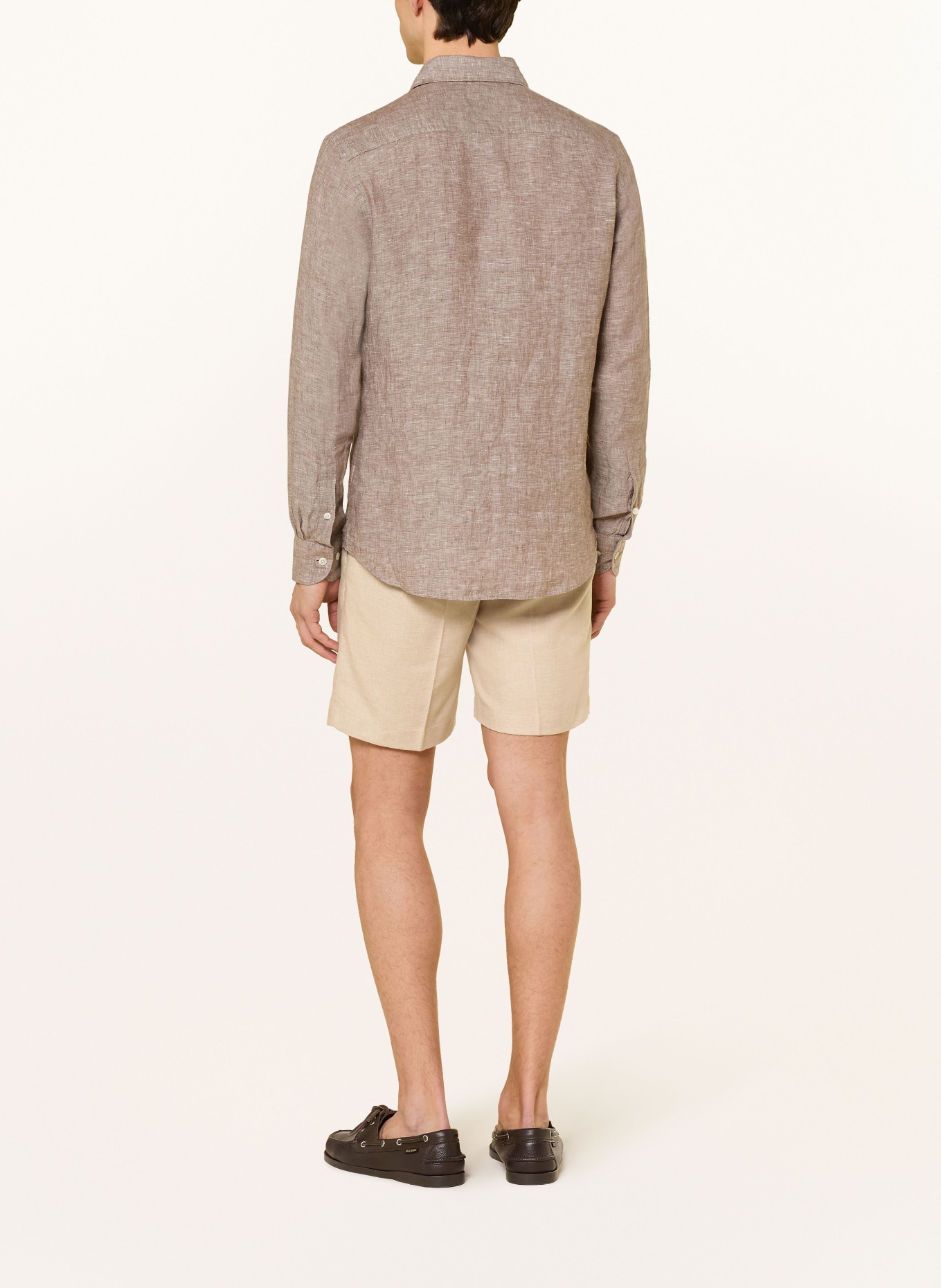 PROFUOMO Lněná košile Slim Fit: HNĚDÁ