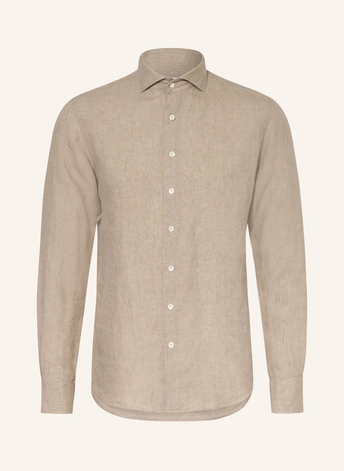 PROFUOMO Koszula lniana o kroju slim fit: BEŻOWY