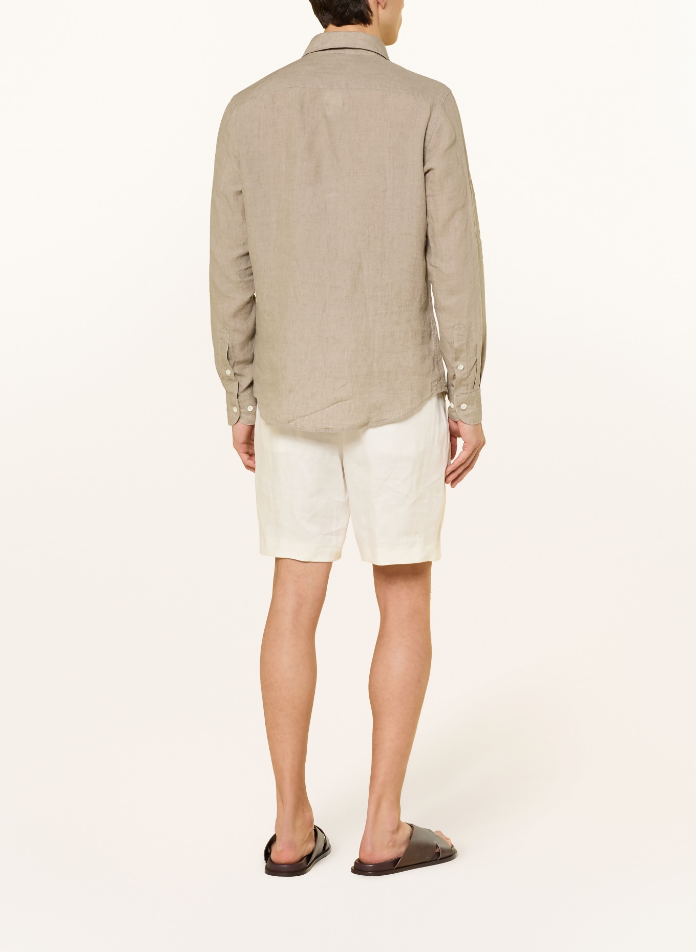 PROFUOMO Koszula lniana o kroju slim fit: BEŻOWY