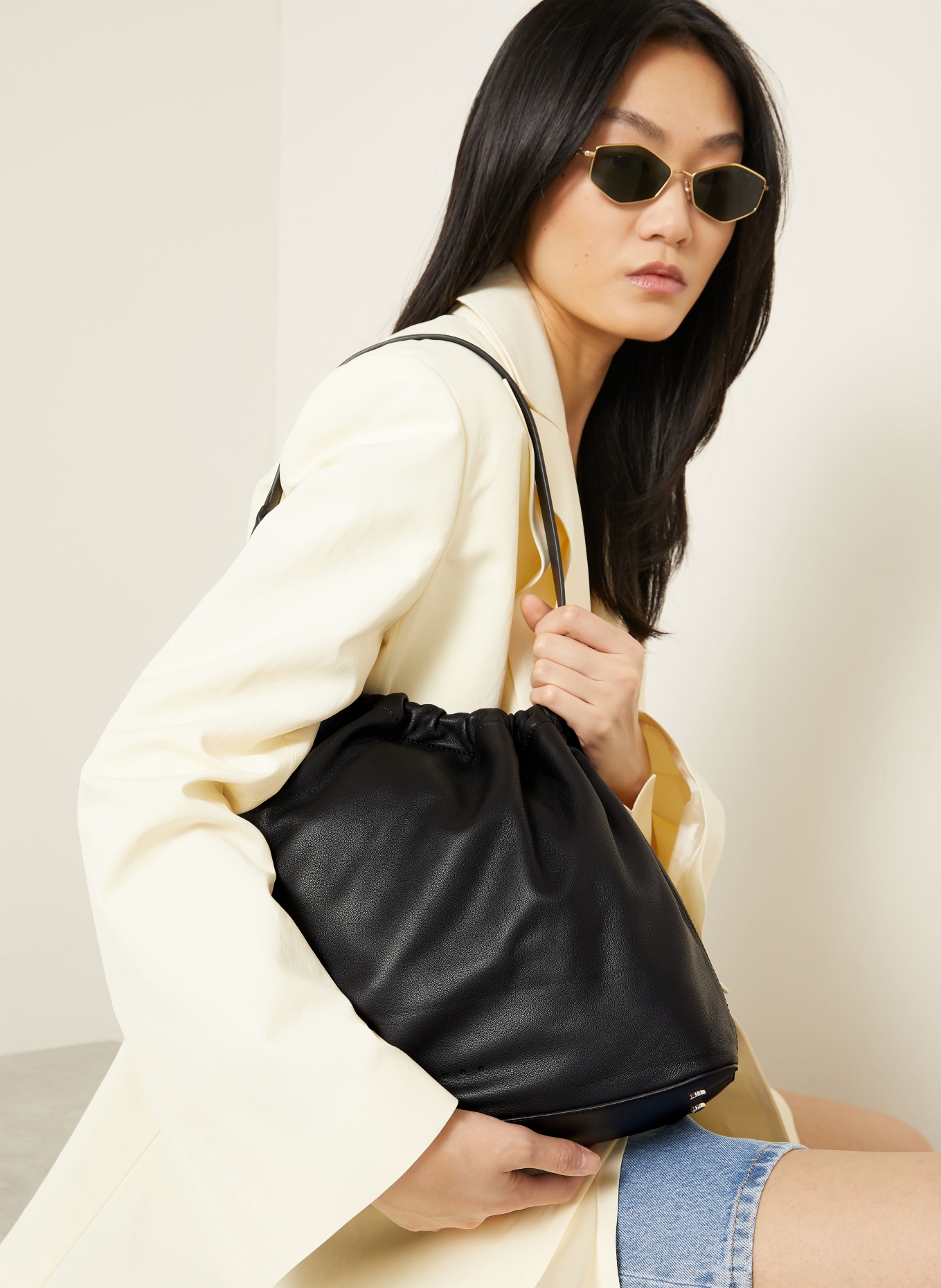 AESTHER EKME Demi Lune Cloud shoulder bag: BLACK