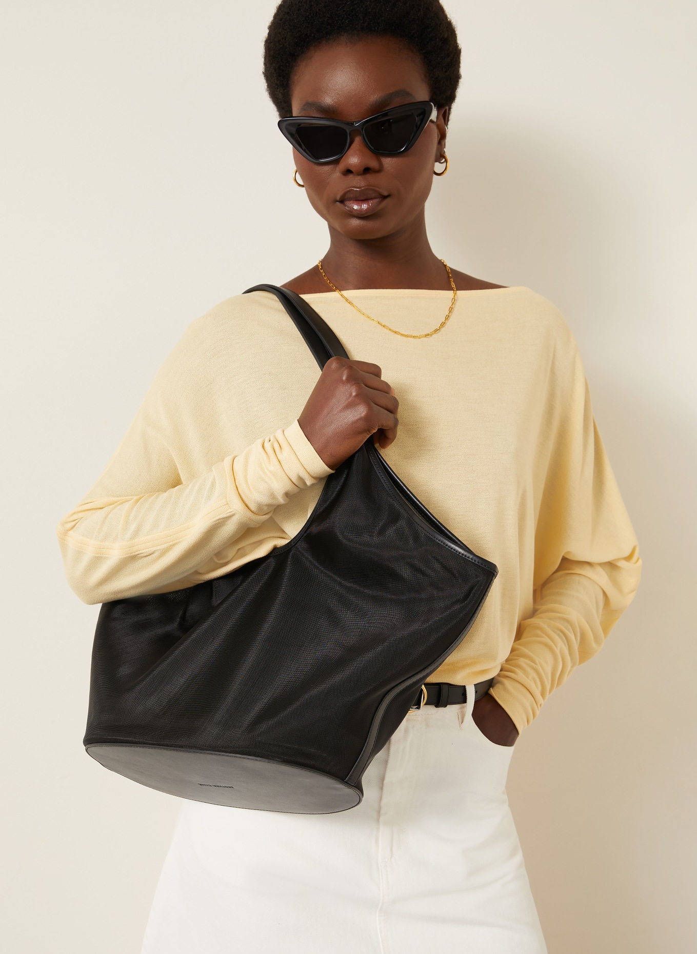 AESTHER EKME PHANTOM LARGE Tote Bag: BLACK