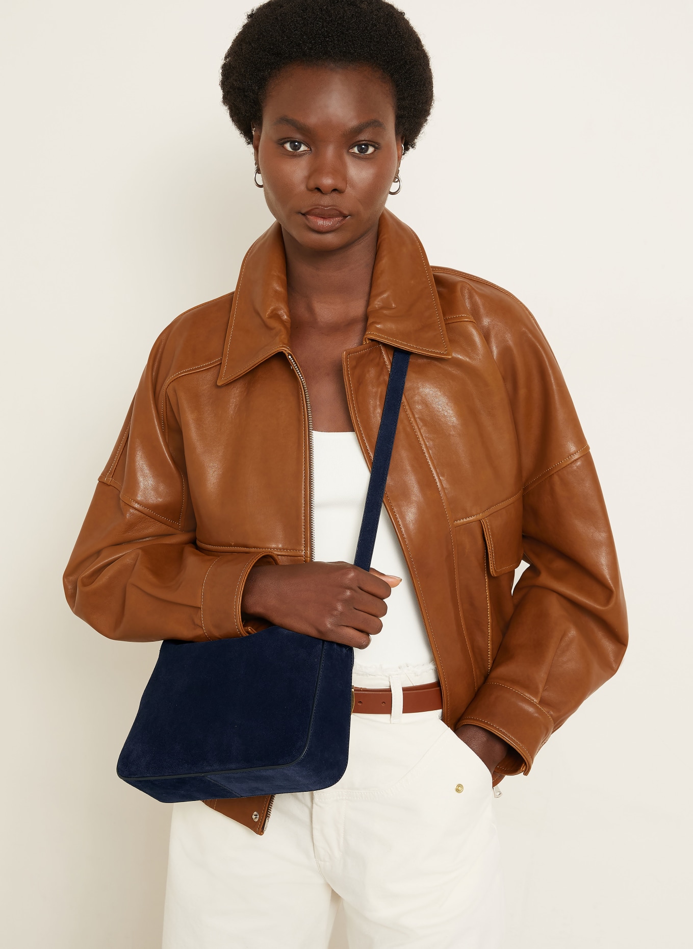 AESTHER EKME Umhängetasche SOFT BAGUETTE: DUNKELBLAU