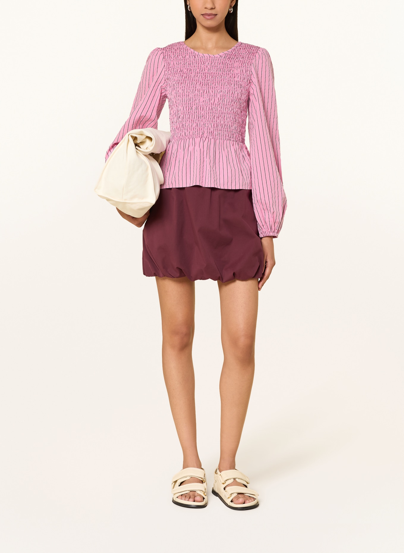 Marc O'Polo DENIM koszulka z dekoltem w serek: MOCNORÓŻOWY / CIEMNOCZERWONY / BIAŁY