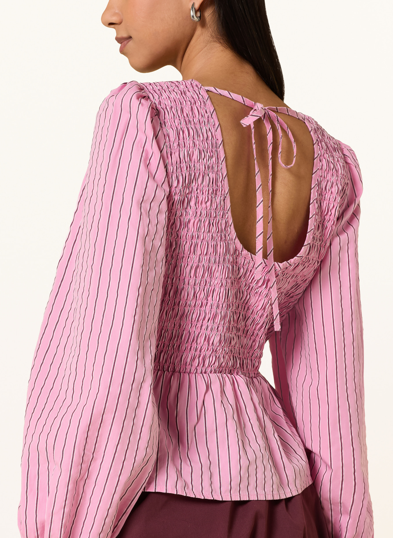 Marc O'Polo DENIM koszulka z dekoltem w serek: MOCNORÓŻOWY / CIEMNOCZERWONY / BIAŁY