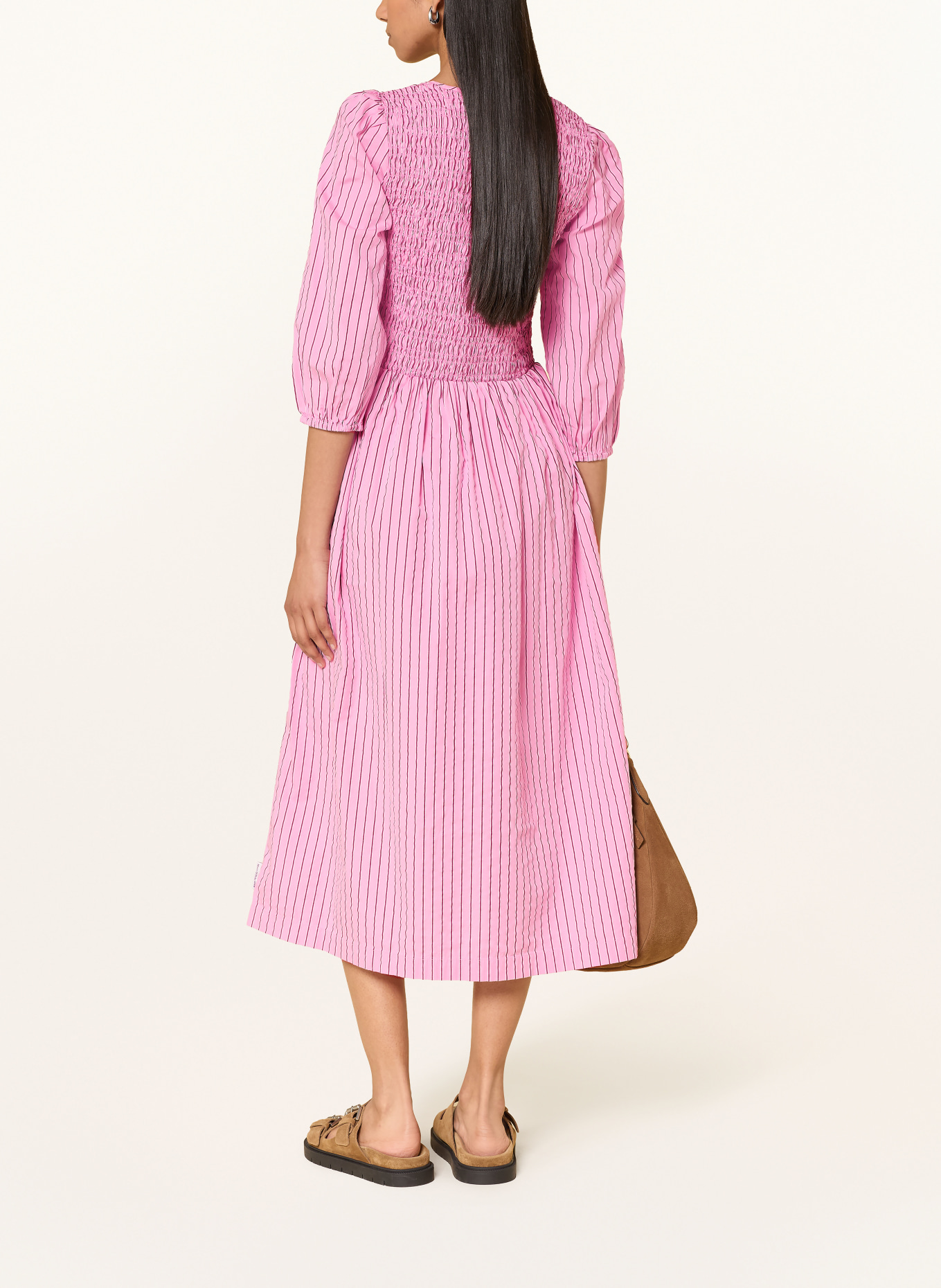 Marc O'Polo DENIM Kleid mit 3/4-Arm: PINK / DUNKELROT / WEISS