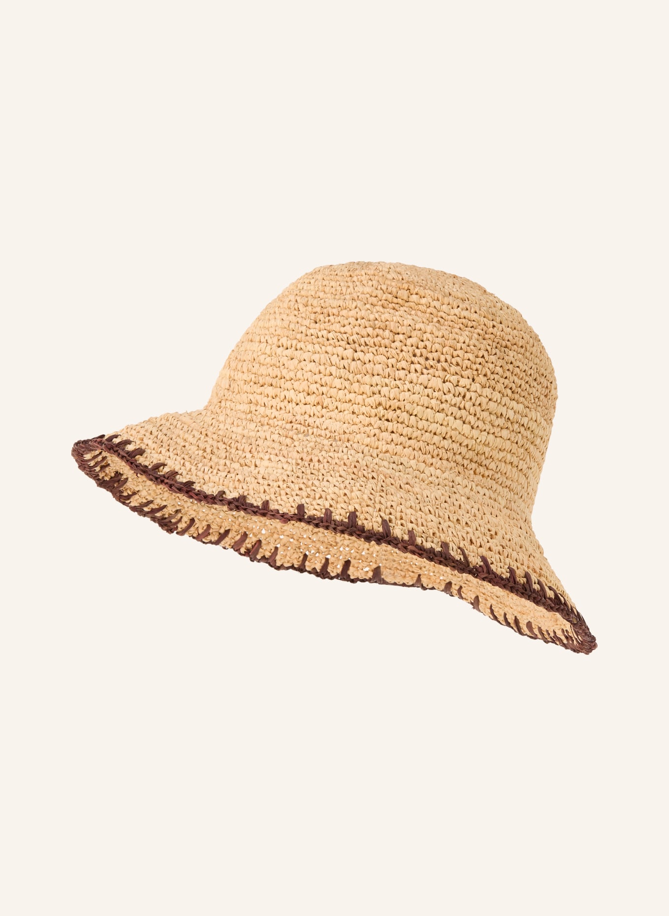 BOSS Slaměný klobouk DANIKA: BÉŽOVÁ / TMAVĚ HNĚDÁ