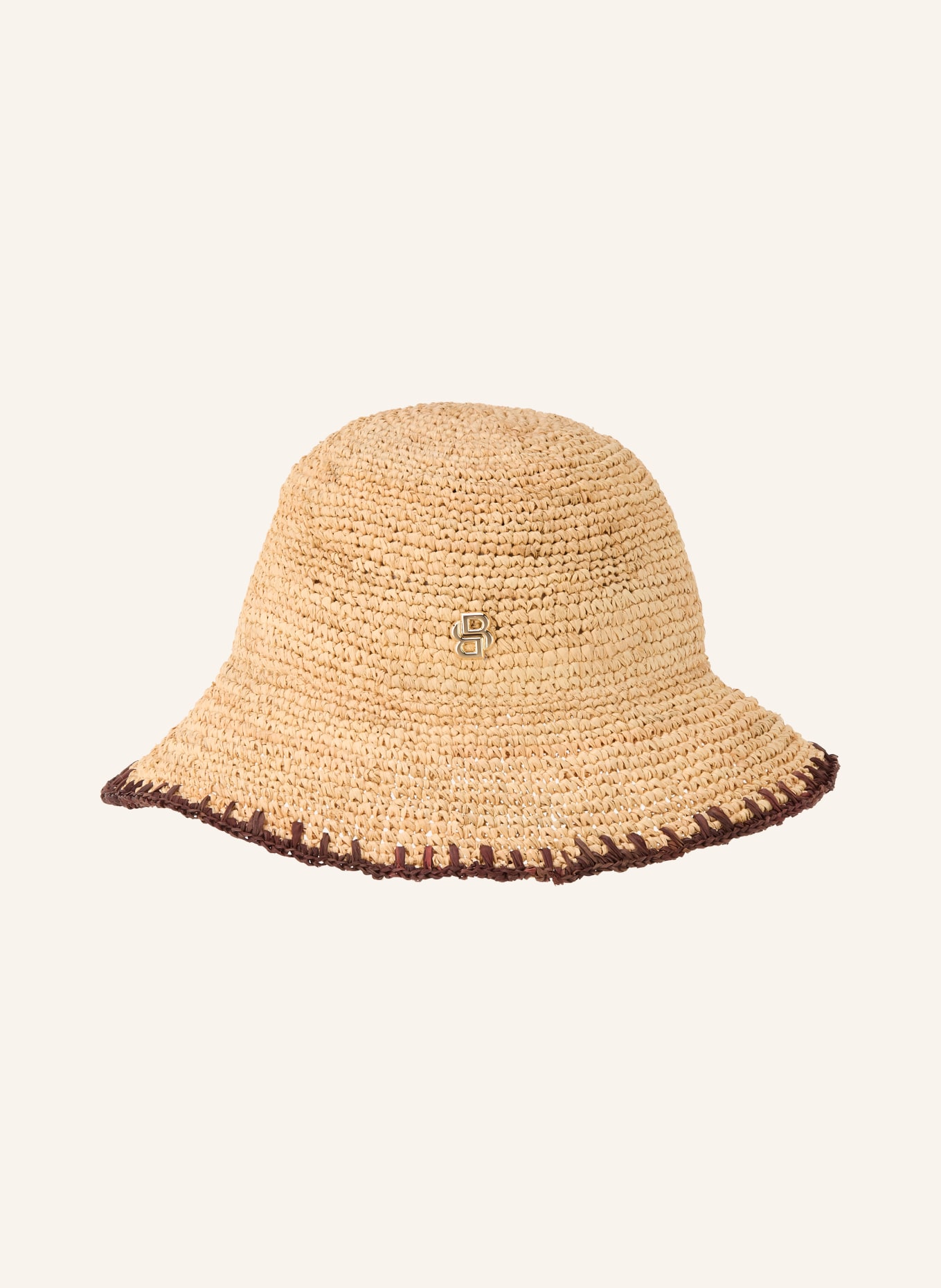 BOSS Slaměný klobouk DANIKA: BÉŽOVÁ / TMAVĚ HNĚDÁ