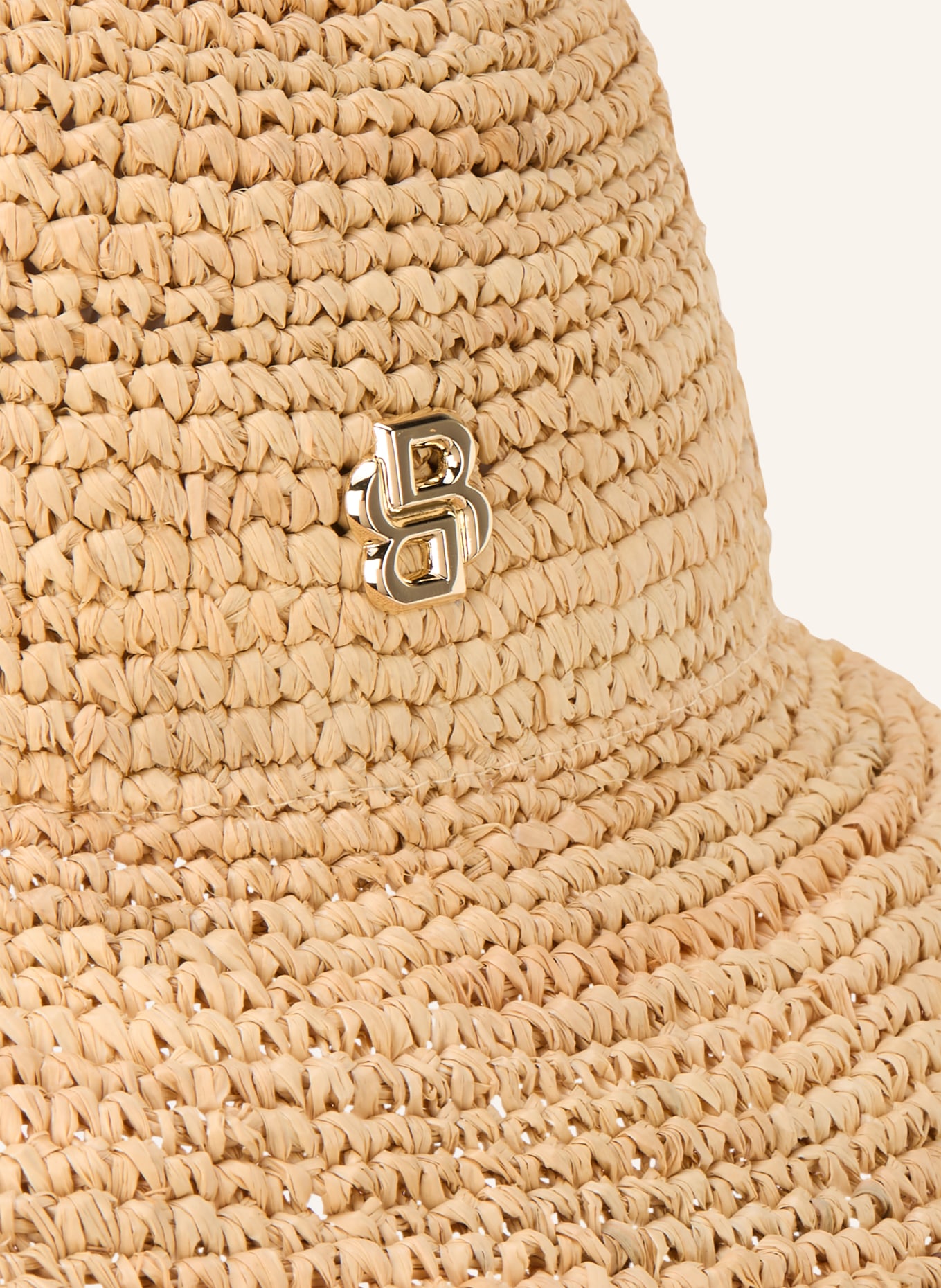 BOSS Slaměný klobouk DANIKA: BÉŽOVÁ / TMAVĚ HNĚDÁ