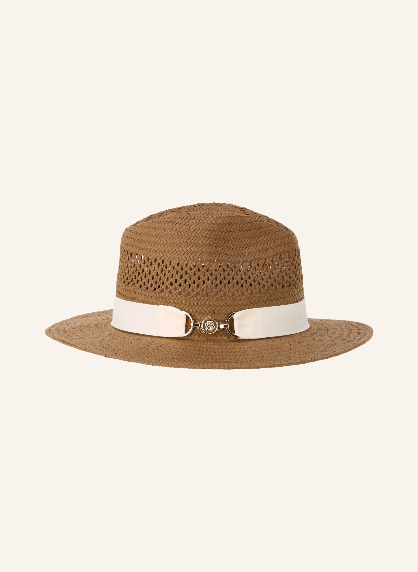BOSS Chapeau de paille JELENA: MARRON / CRÈME