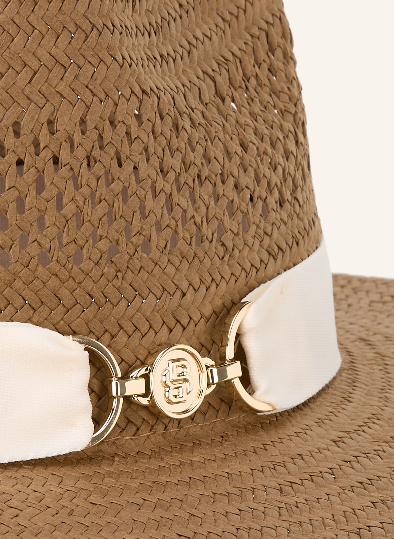 BOSS Chapeau de paille JELENA: MARRON / CRÈME