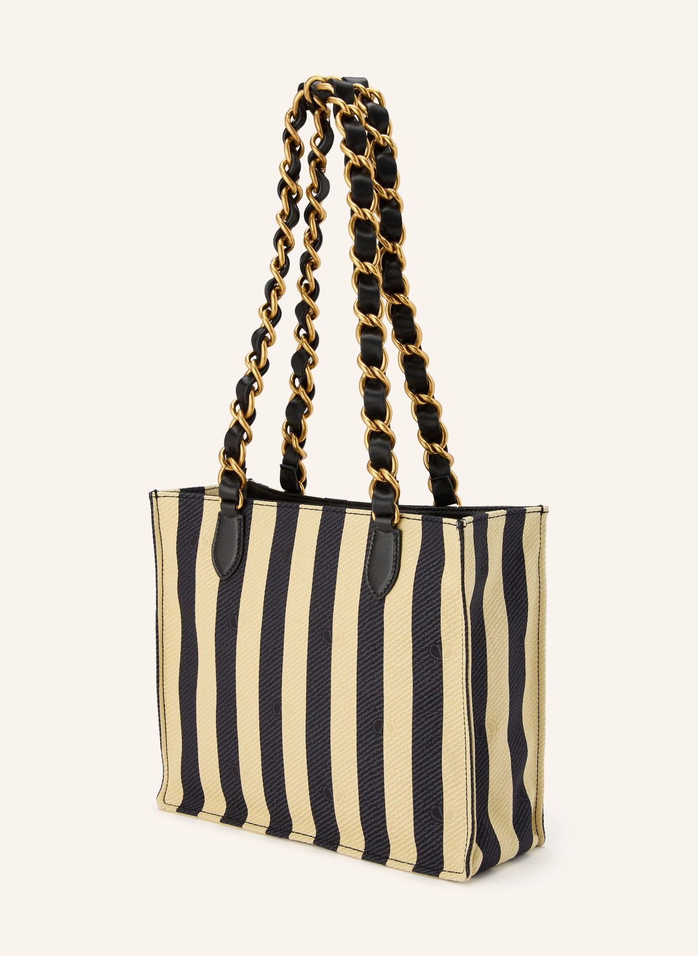 VALENTINO GARAVANI Shopper LASEINE SMALL: SCHWARZ / GOLD / HELLGELB