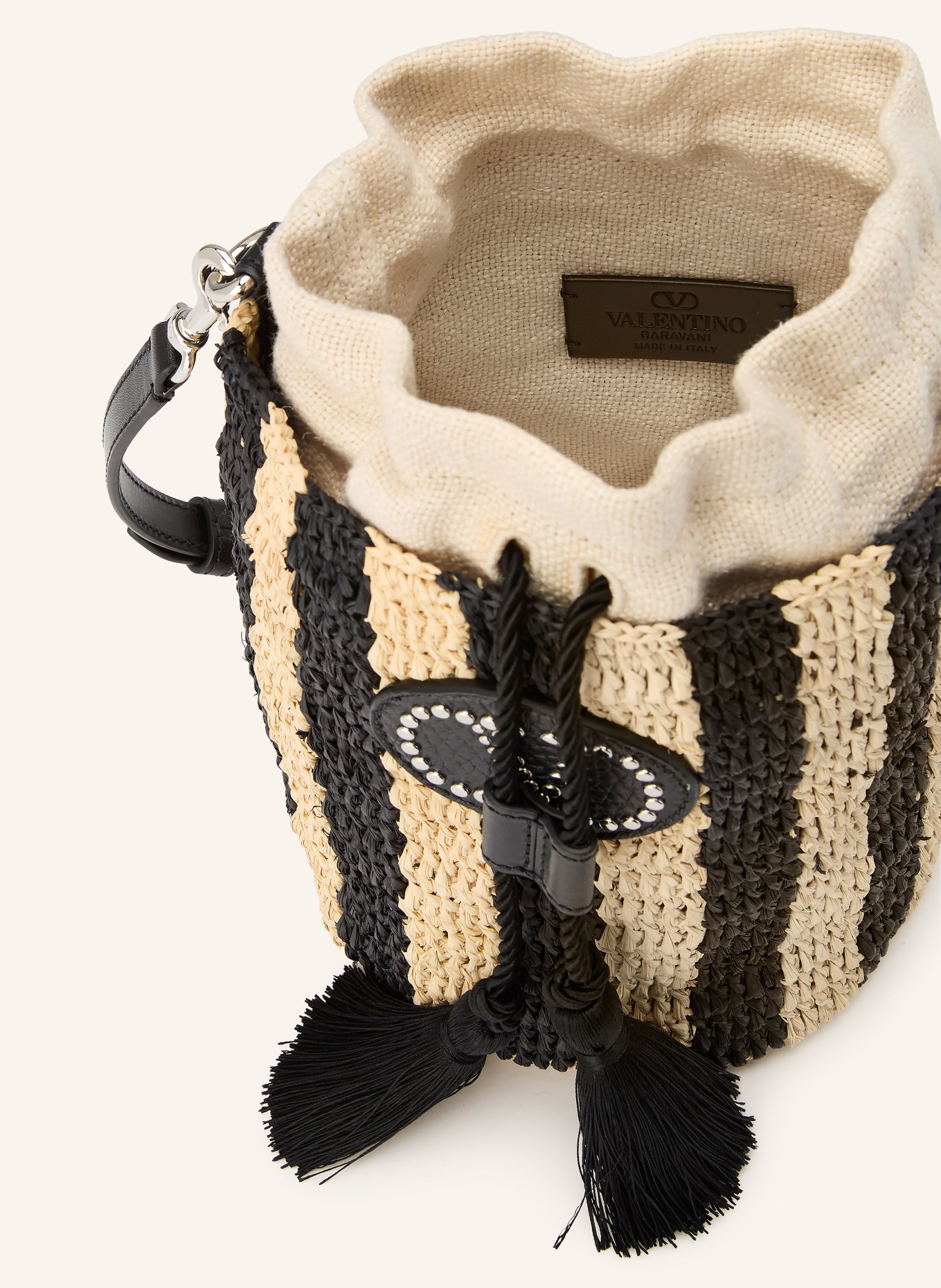 VALENTINO GARAVANI Torba typu pouch VLOGO SIGNATURE SMALL: CZARNY / SREBRNY / JASNOBRĄZOWY