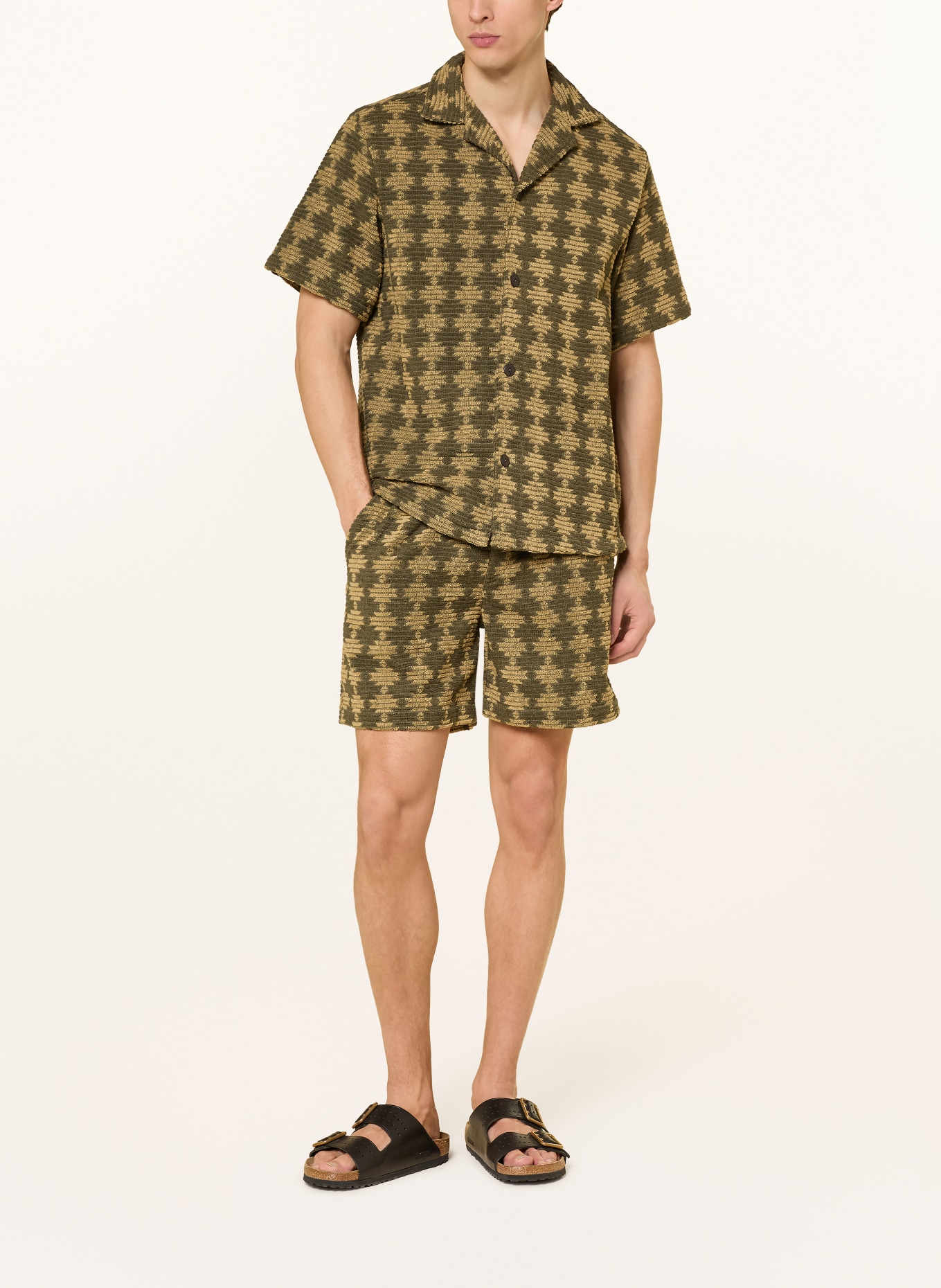 OAS Chemise de villégiature FORTI CUBA Comfort Fit en tissu éponge: KAKI / BEIGE