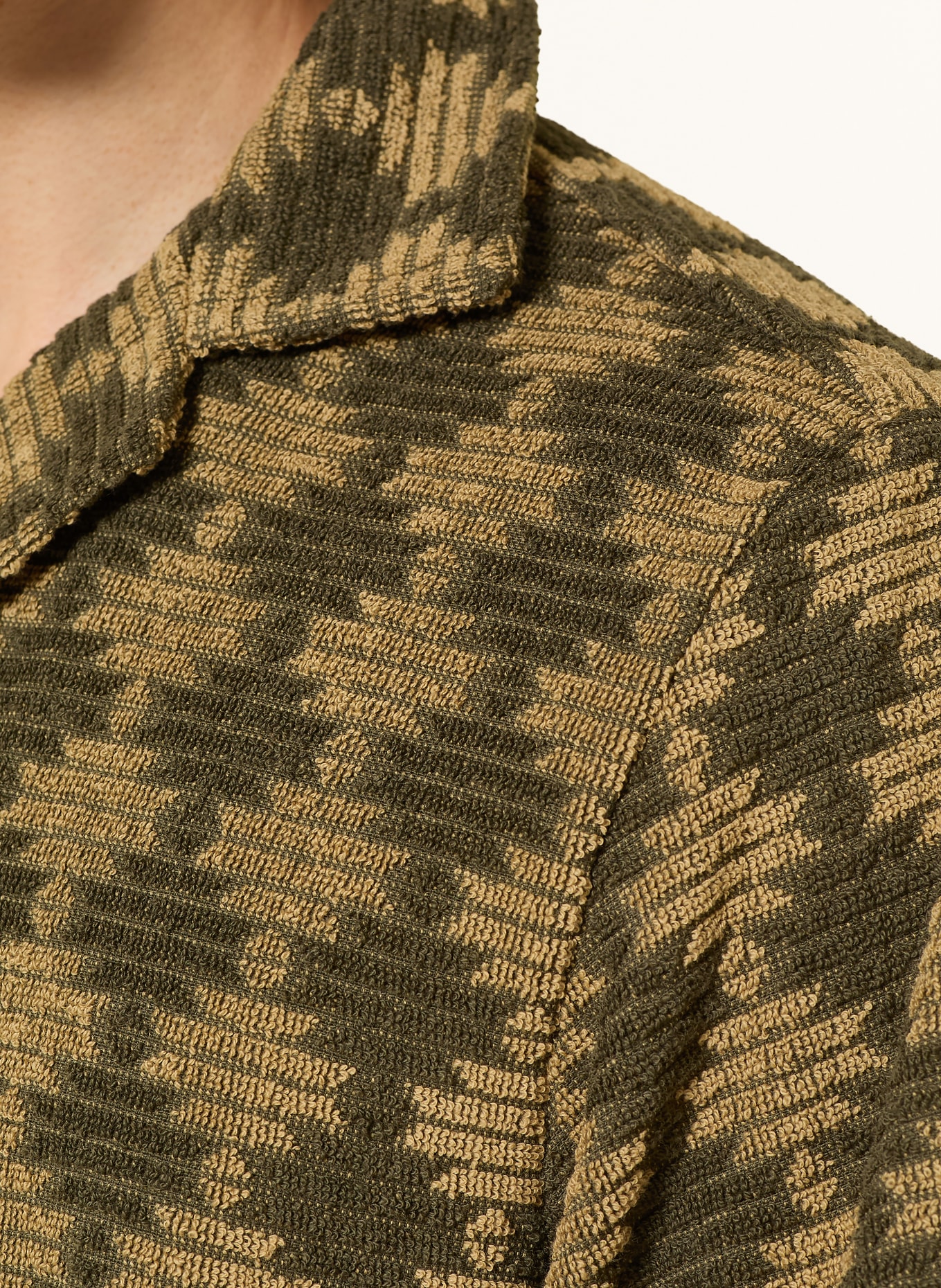 OAS Chemise de villégiature FORTI CUBA Comfort Fit en tissu éponge: KAKI / BEIGE