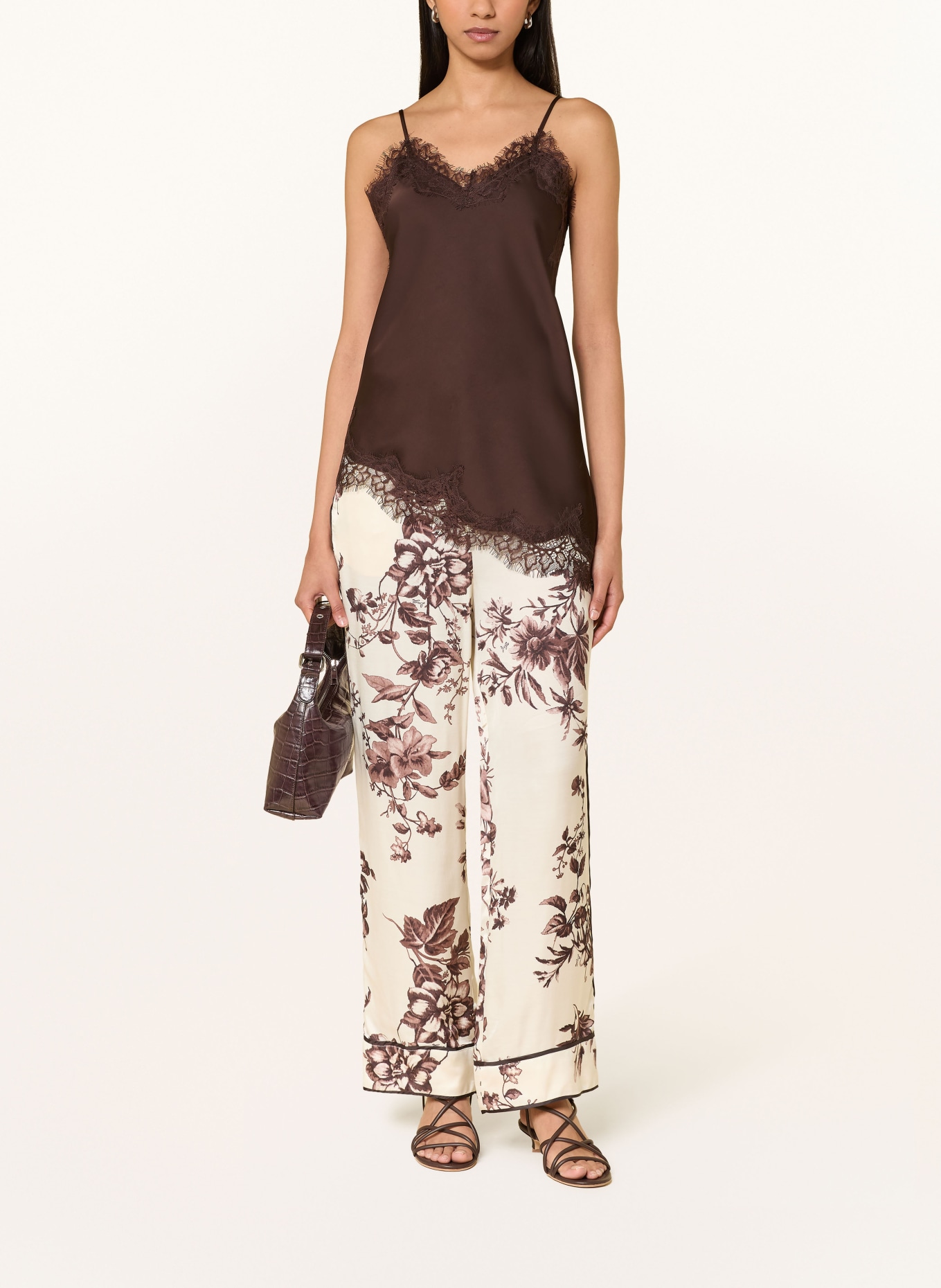 LIU JO Marlenehose aus Satin: BRAUN / DUNKELBRAUN / ECRU