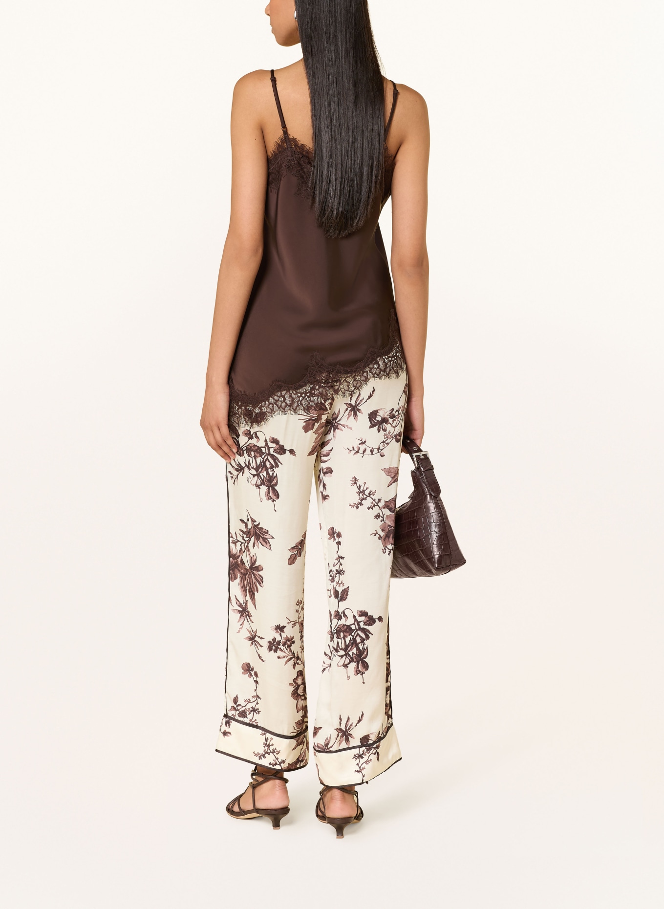 LIU JO Marlenehose aus Satin: BRAUN / DUNKELBRAUN / ECRU