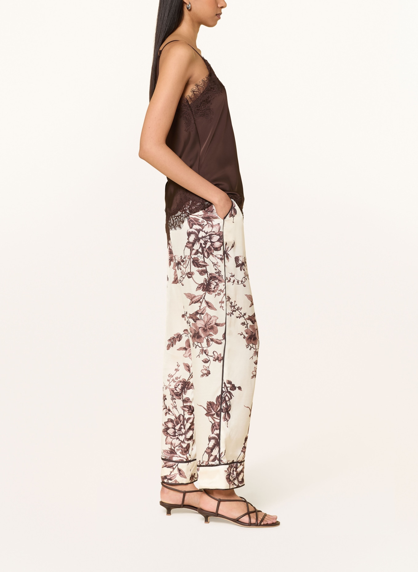 LIU JO Marlenehose aus Satin: BRAUN / DUNKELBRAUN / ECRU