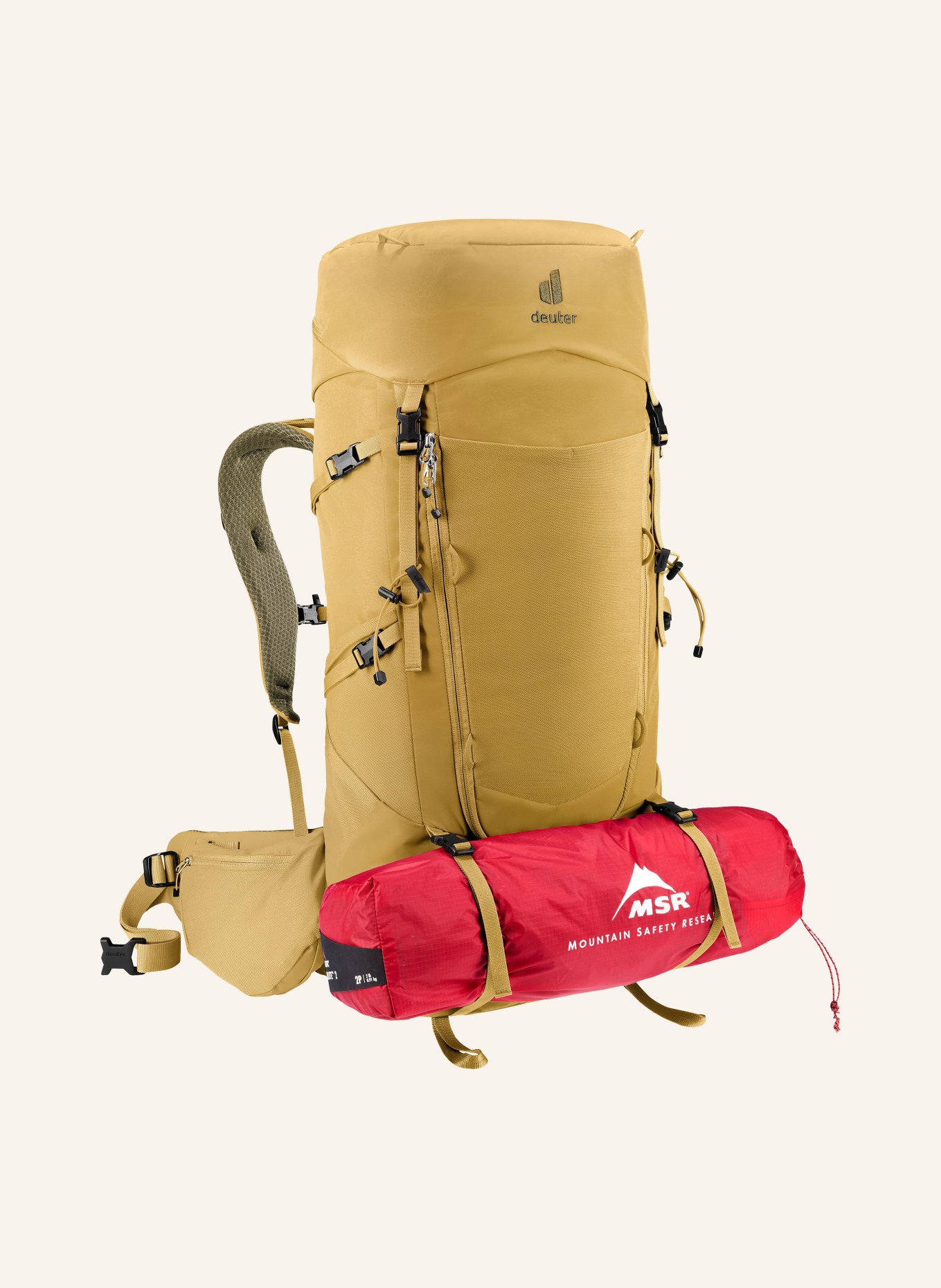 deuter Rucksack AIRCONTACT CORE 50+10: DUNKELGELB / KHAKI