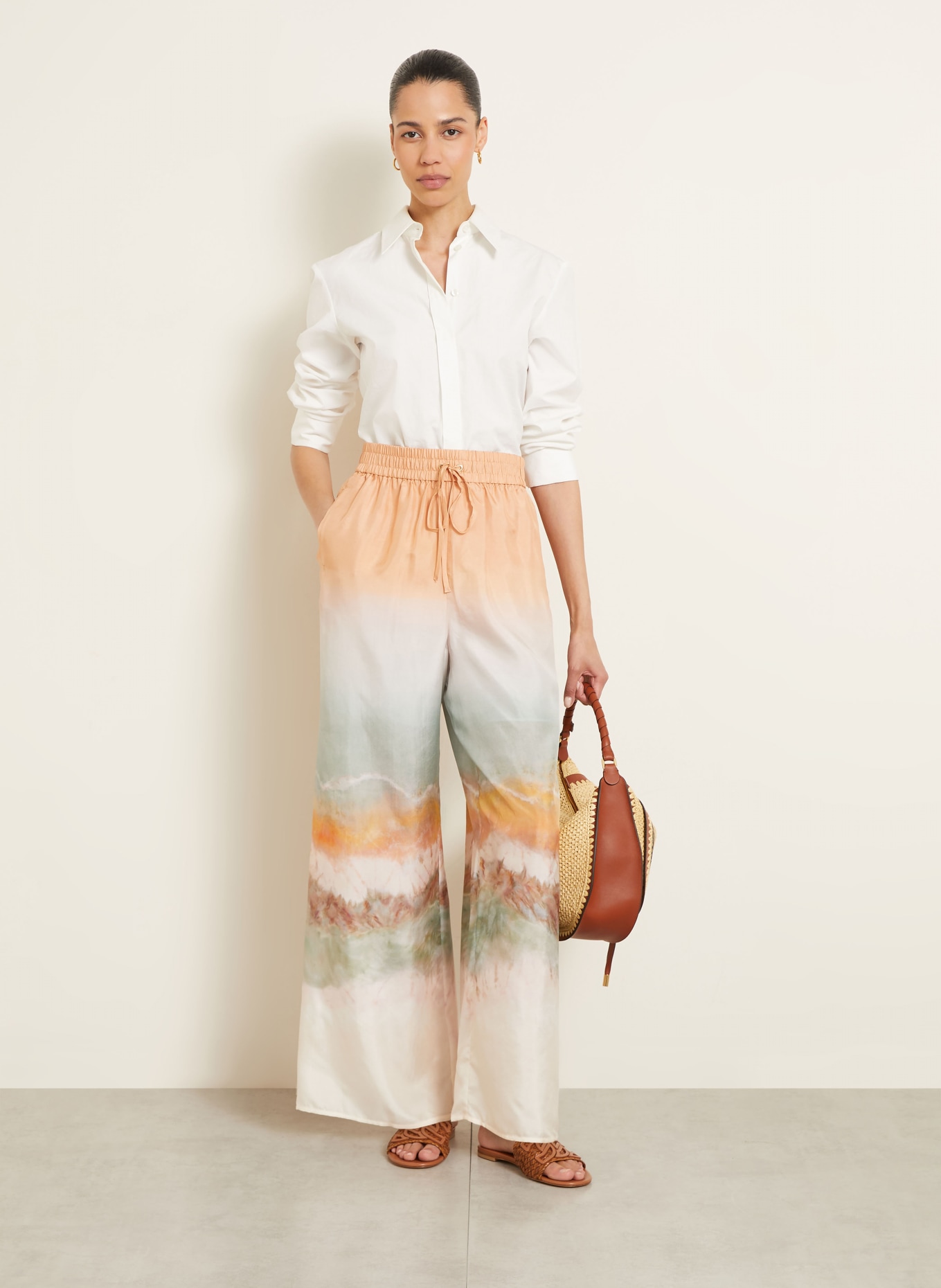 ZIMMERMANN Silke bukser DAYLIGHT: CREME / LYSEORANGE / MINT