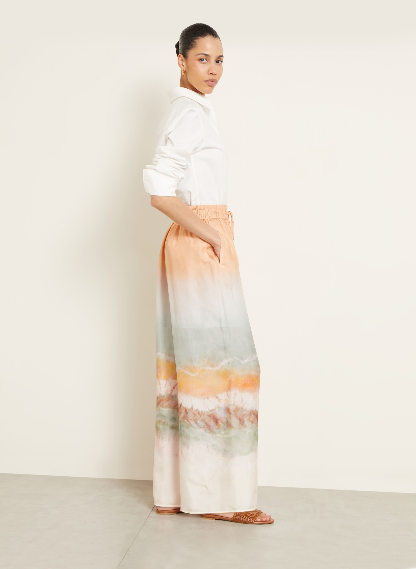 ZIMMERMANN Silke bukser DAYLIGHT: CREME / LYSEORANGE / MINT