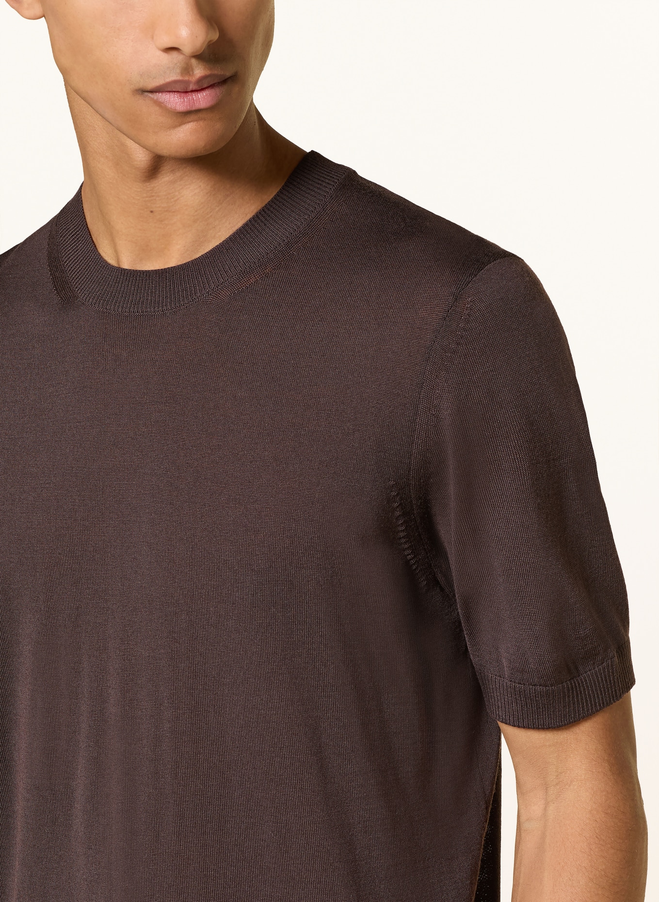 BOSS Knitted shirt UMAURO: DARK BROWN