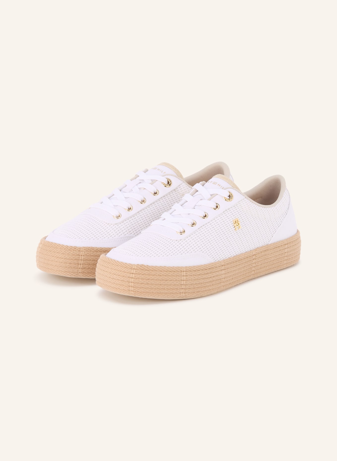 TOMMY HILFIGER sneakersy na platformie: BIAŁY / BEŻOWY