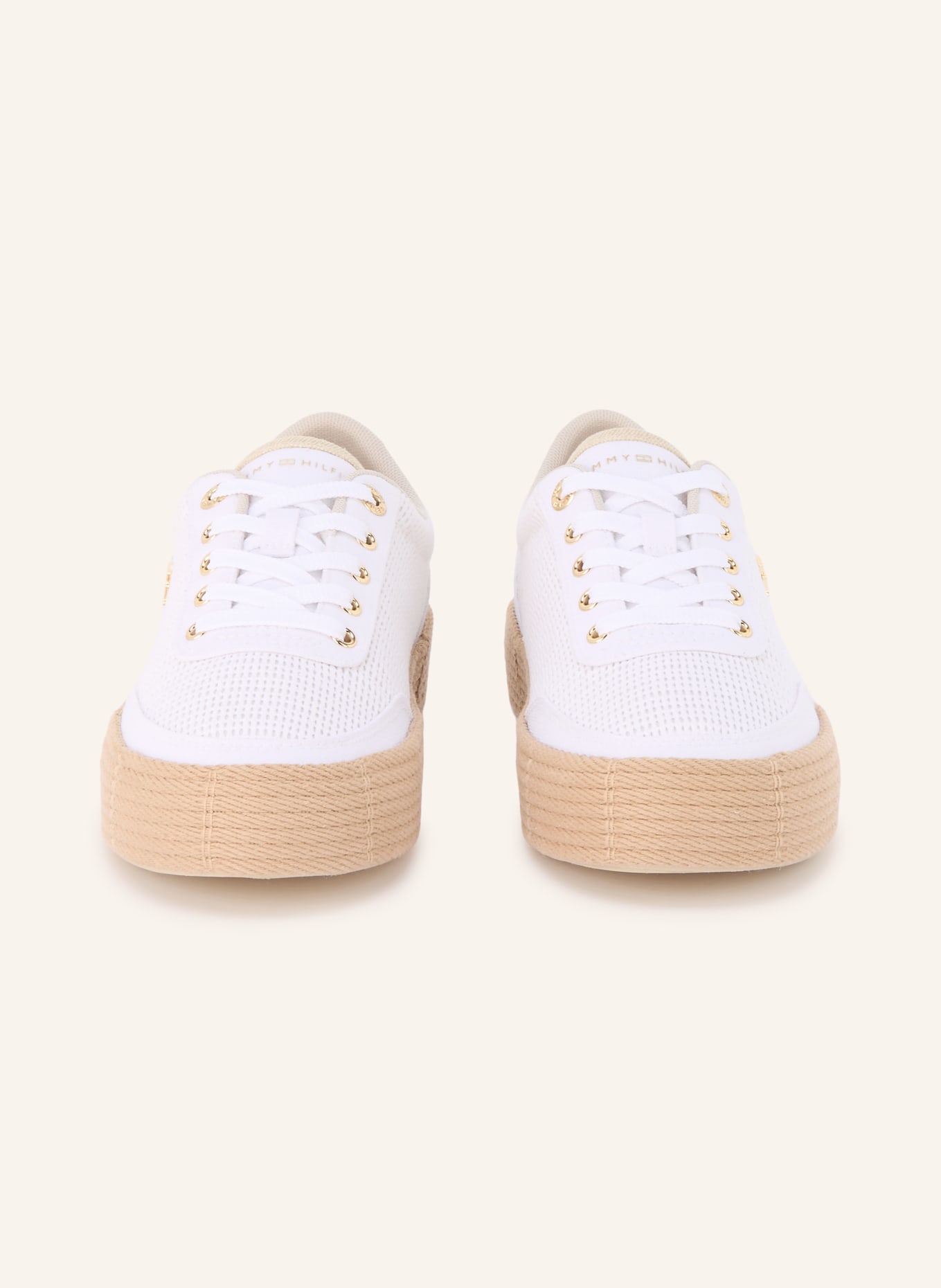 TOMMY HILFIGER sneakersy na platformie: BIAŁY / BEŻOWY