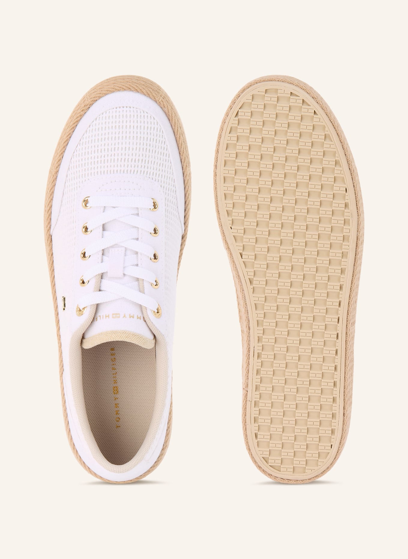 TOMMY HILFIGER sneakersy na platformie: BIAŁY / BEŻOWY