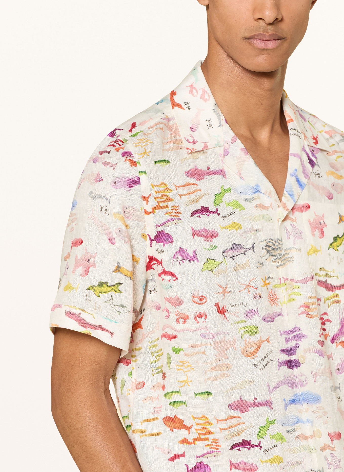 VILEBREQUIN Letní košile PESCADOR Comfort Fit: BÍLÁ / ORANŽOVÁ / ZELENÁ