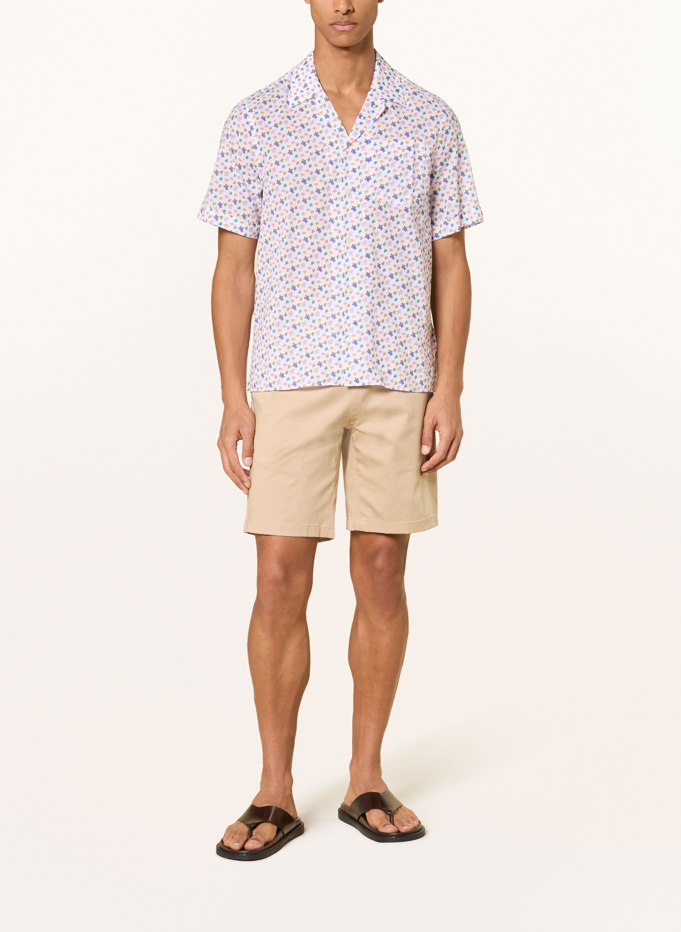 VILEBREQUIN Resorthemd MICRO RONDE DES TORTUES Slim Fit: WIT / PAARS / ORANJE