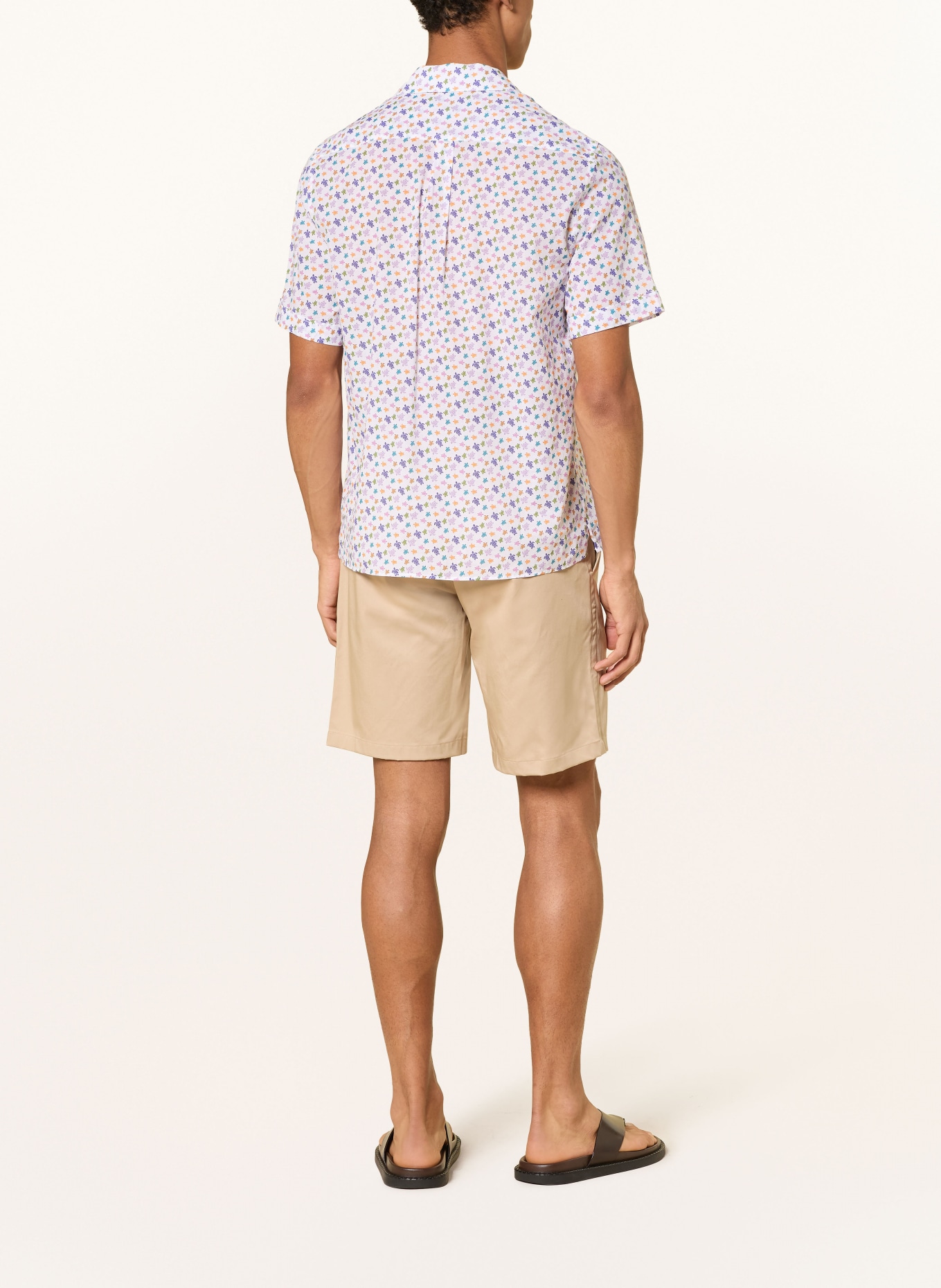 VILEBREQUIN Resorthemd MICRO RONDE DES TORTUES Slim Fit: WIT / PAARS / ORANJE