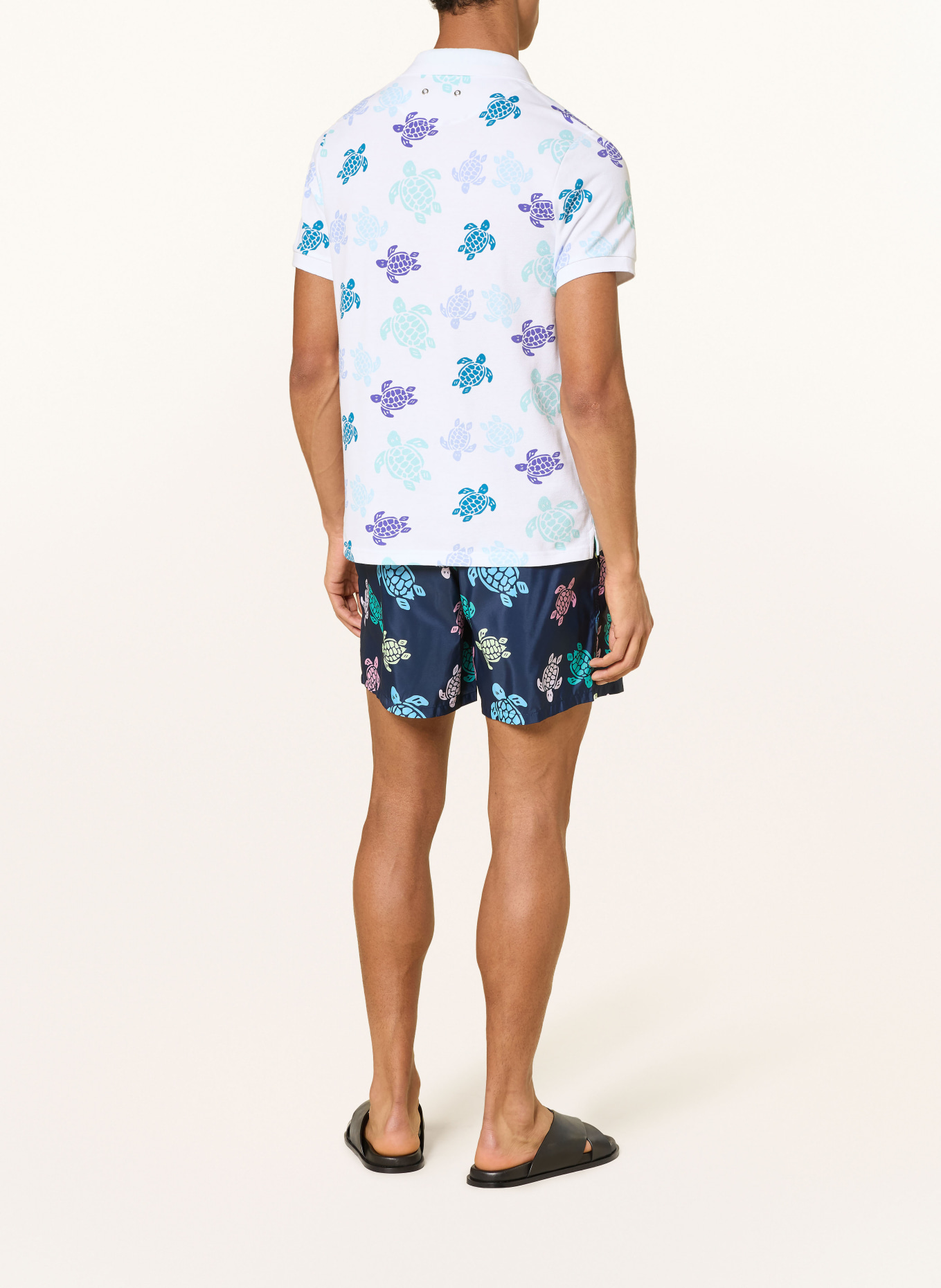 VILEBREQUIN Polo en piqué RONDE DES TORTUES, coupe décontractée: BLANC / LILAS / TURQUOISE