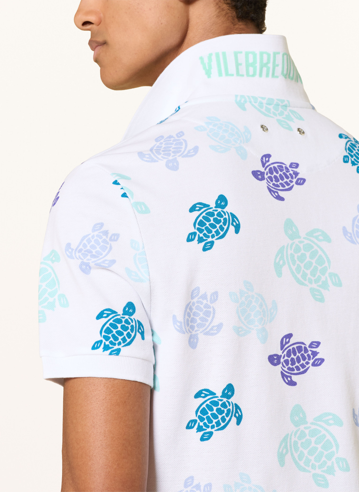 VILEBREQUIN Polo en piqué RONDE DES TORTUES, coupe décontractée: BLANC / LILAS / TURQUOISE
