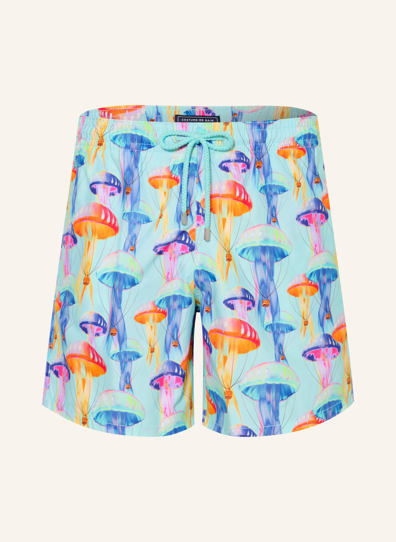 VILEBREQUIN MOOREA Swim Shorts: LIGHT BLUE / ORANGE / BLUE